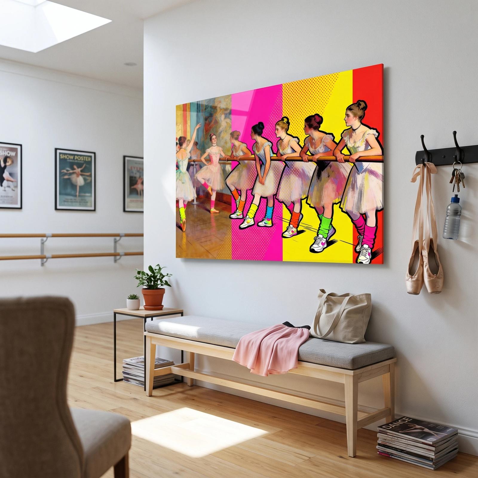 Ballet Dancers Pop Art Colorful Barre Scene | Glass Wall Art — 2