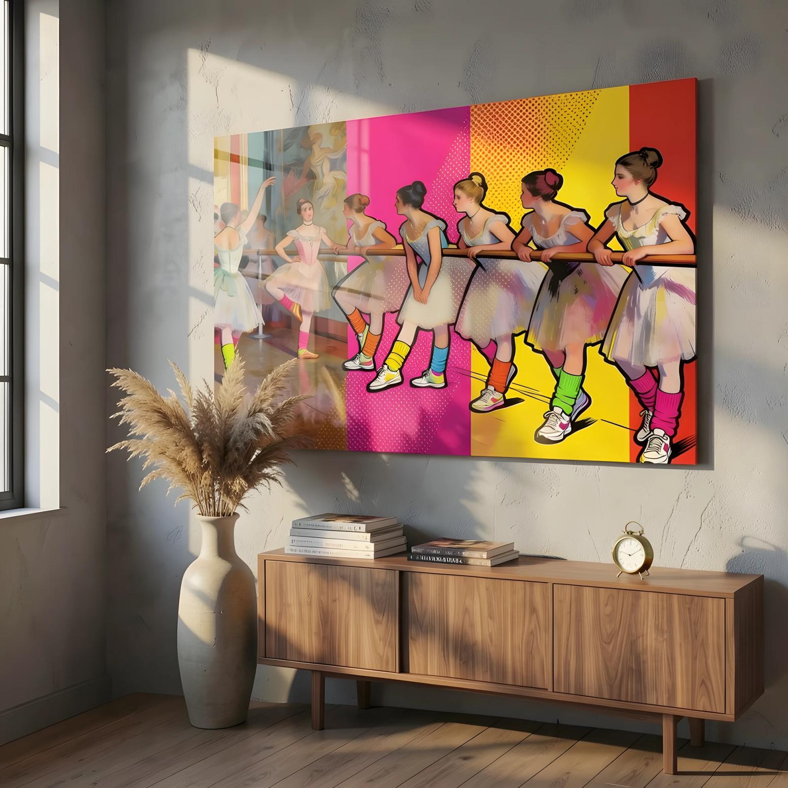 Ballet Dancers Pop Art Colorful Barre Scene | Glass Wall Art — 4