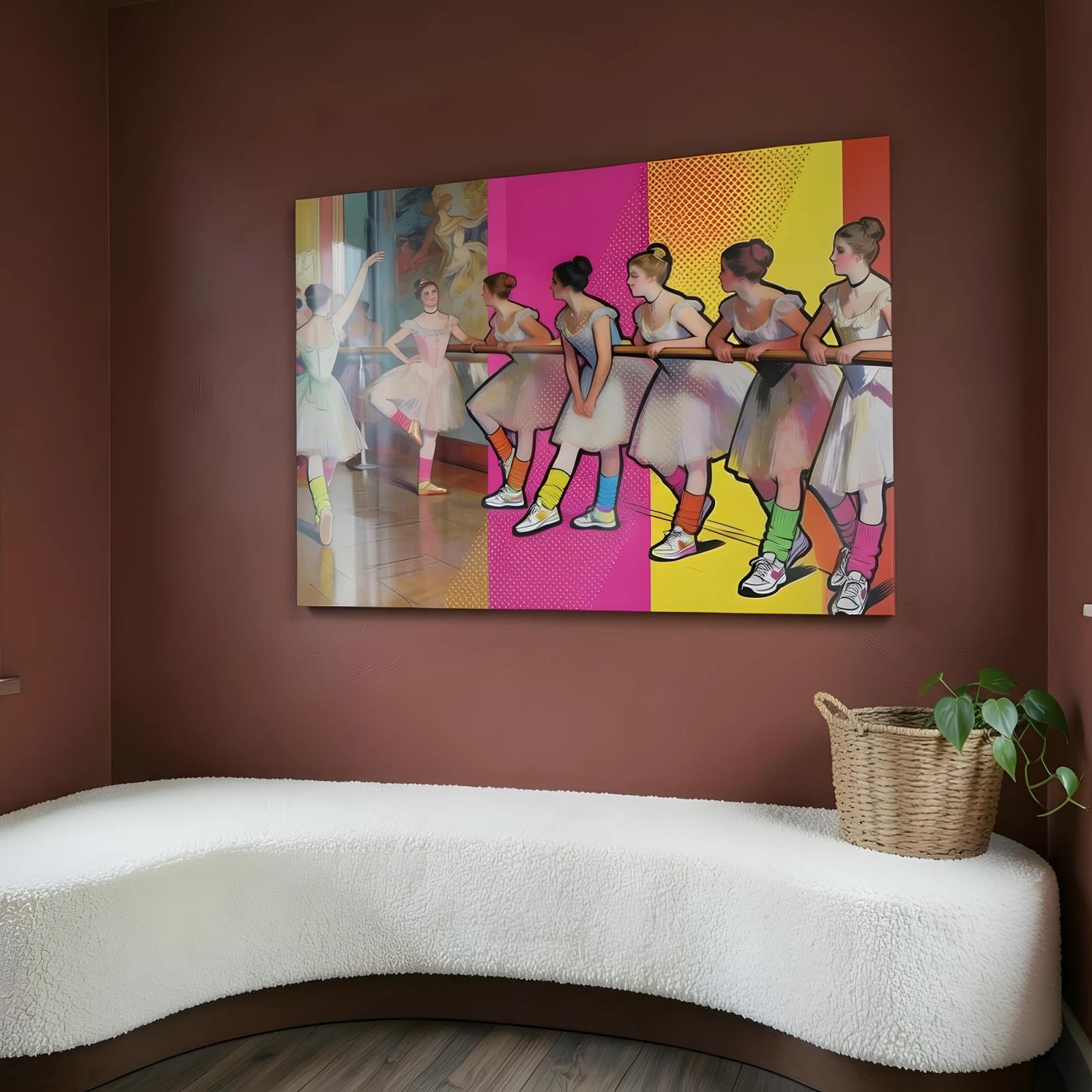 Ballet Dancers Pop Art Colorful Barre Scene | Glass Wall Art — 5