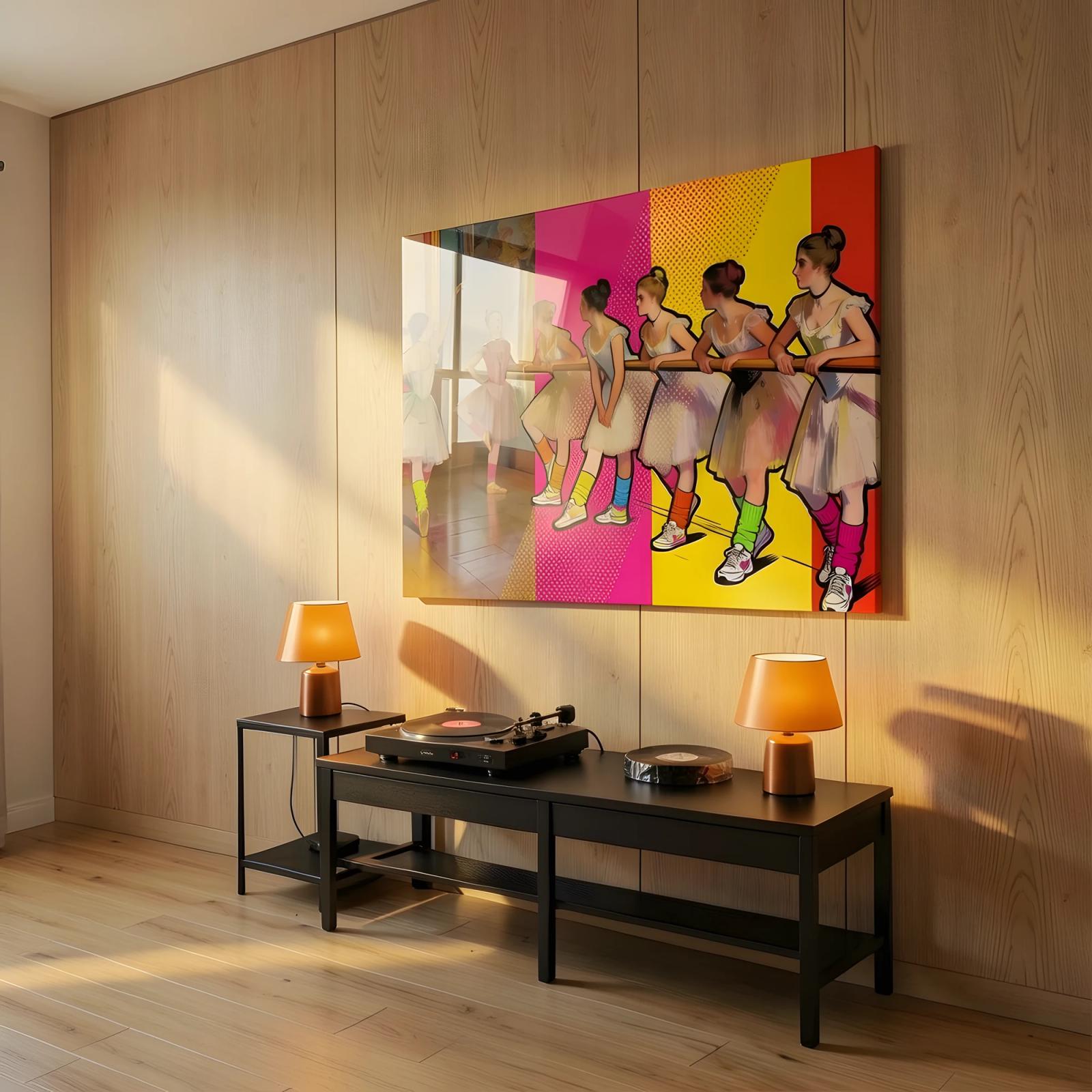Ballet Dancers Pop Art Colorful Barre Scene | Glass Wall Art — 6