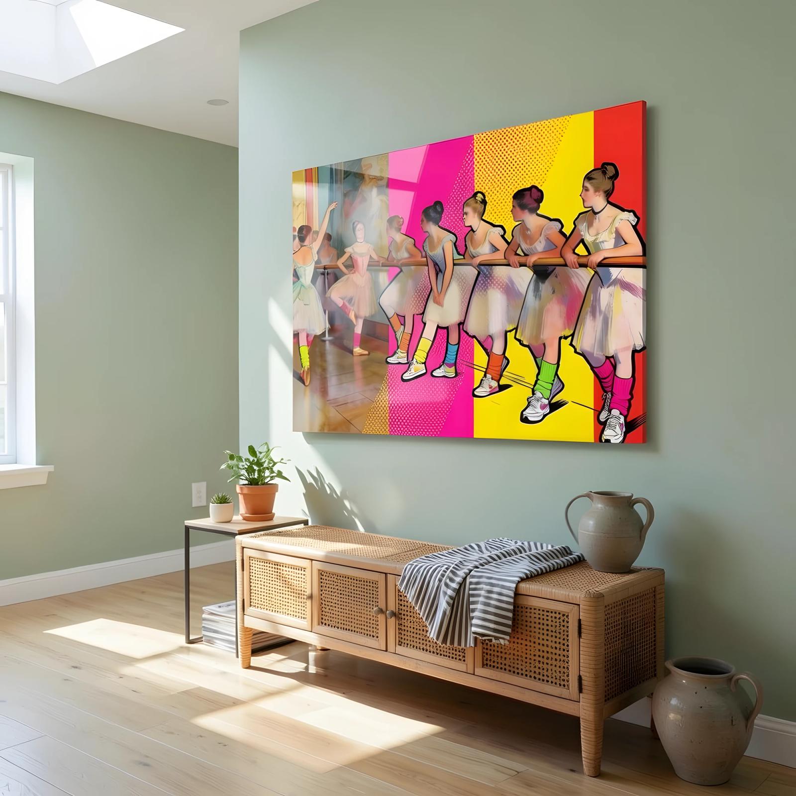 Ballet Dancers Pop Art Colorful Barre Scene | Glass Wall Art — 7