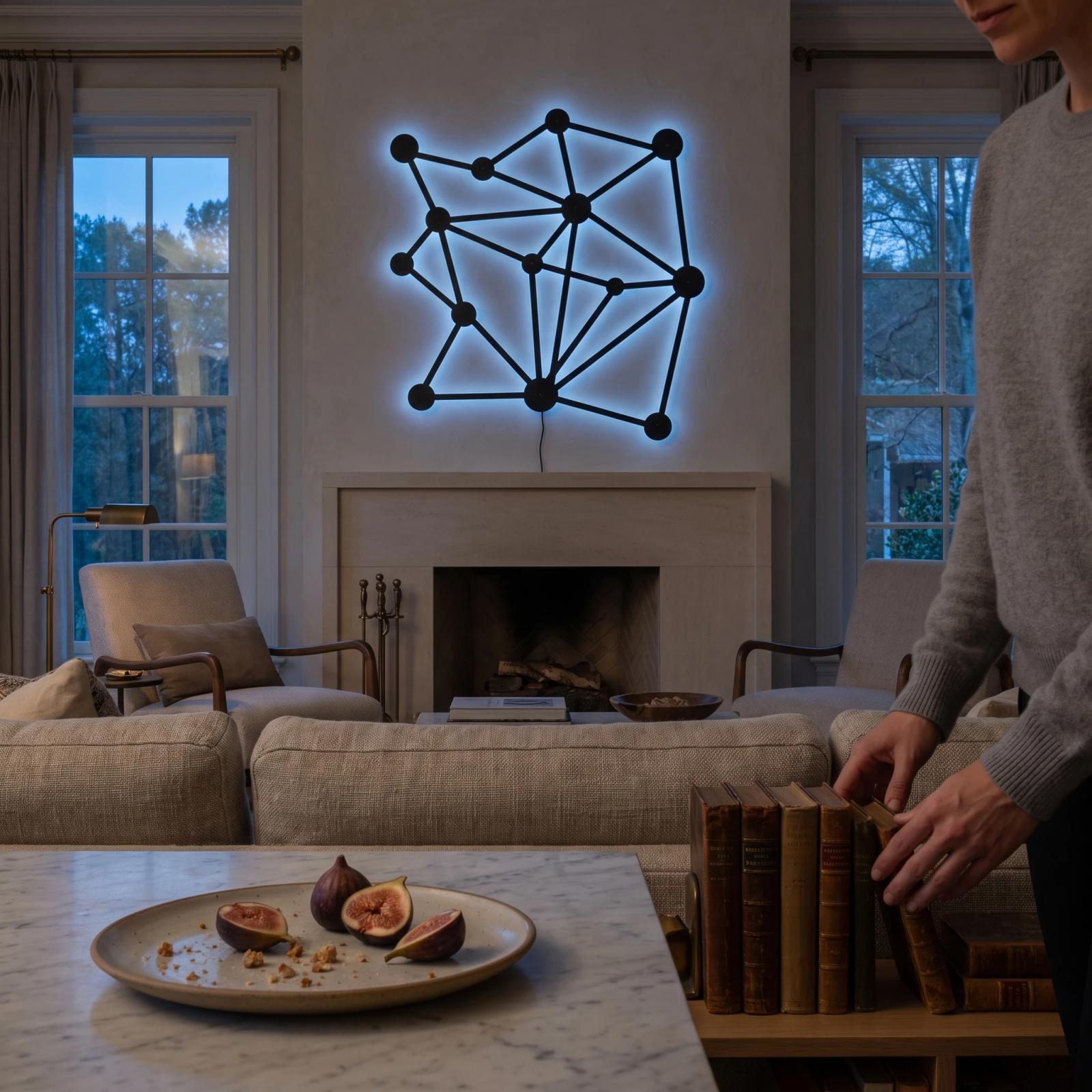 Geometric Network Metal Wall Art – Abstract Constellation, Modern Home Office Decor — 4