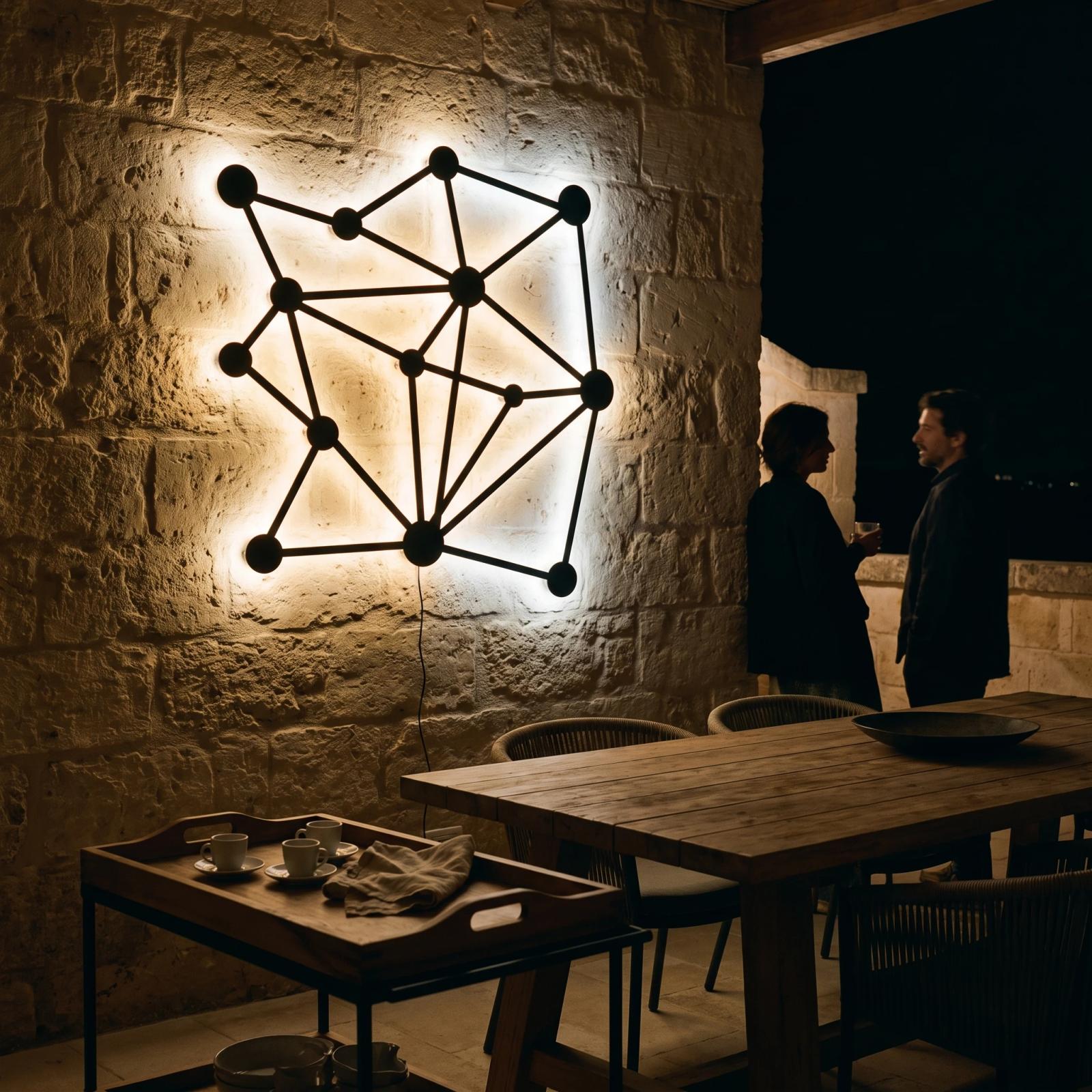 Geometric Network Metal Wall Art – Abstract Constellation, Modern Home Office Decor