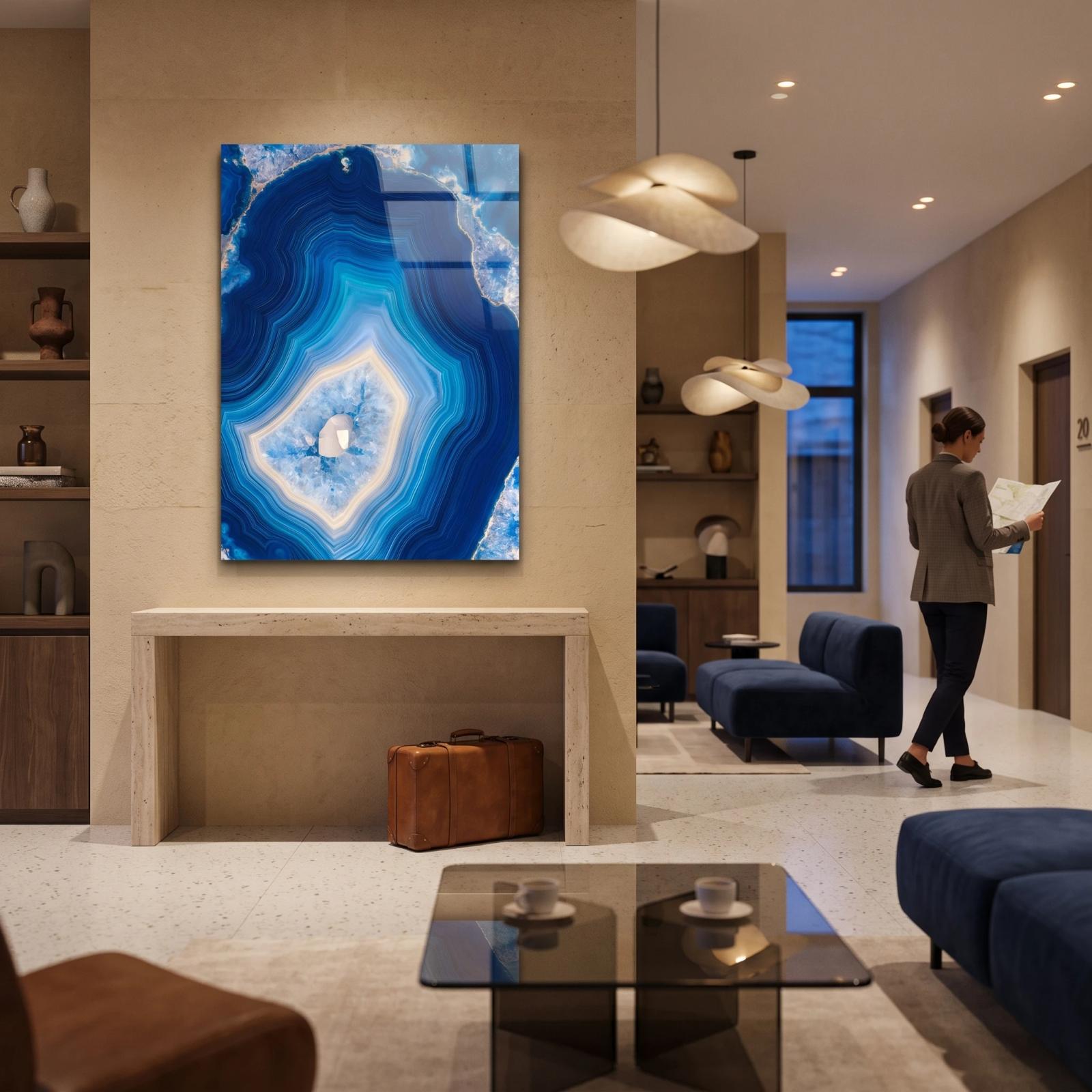Blue Agate Wall Art Crystal Geode Detail | Glass Wall Art — 3
