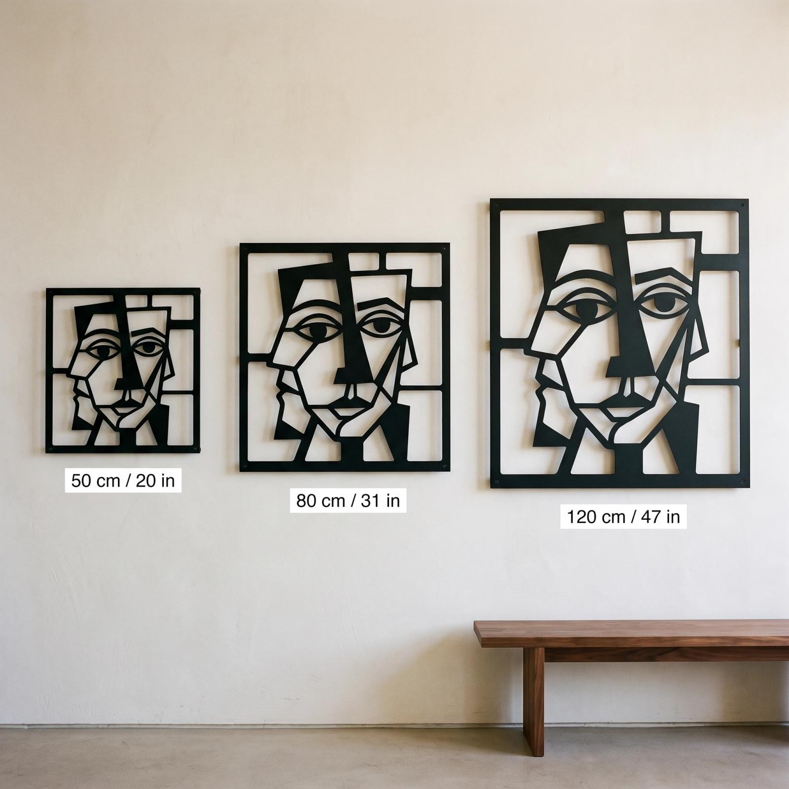 Cubist Face Metal Wall Art – Fractured Gaze, Modern Living Room Decor — 7