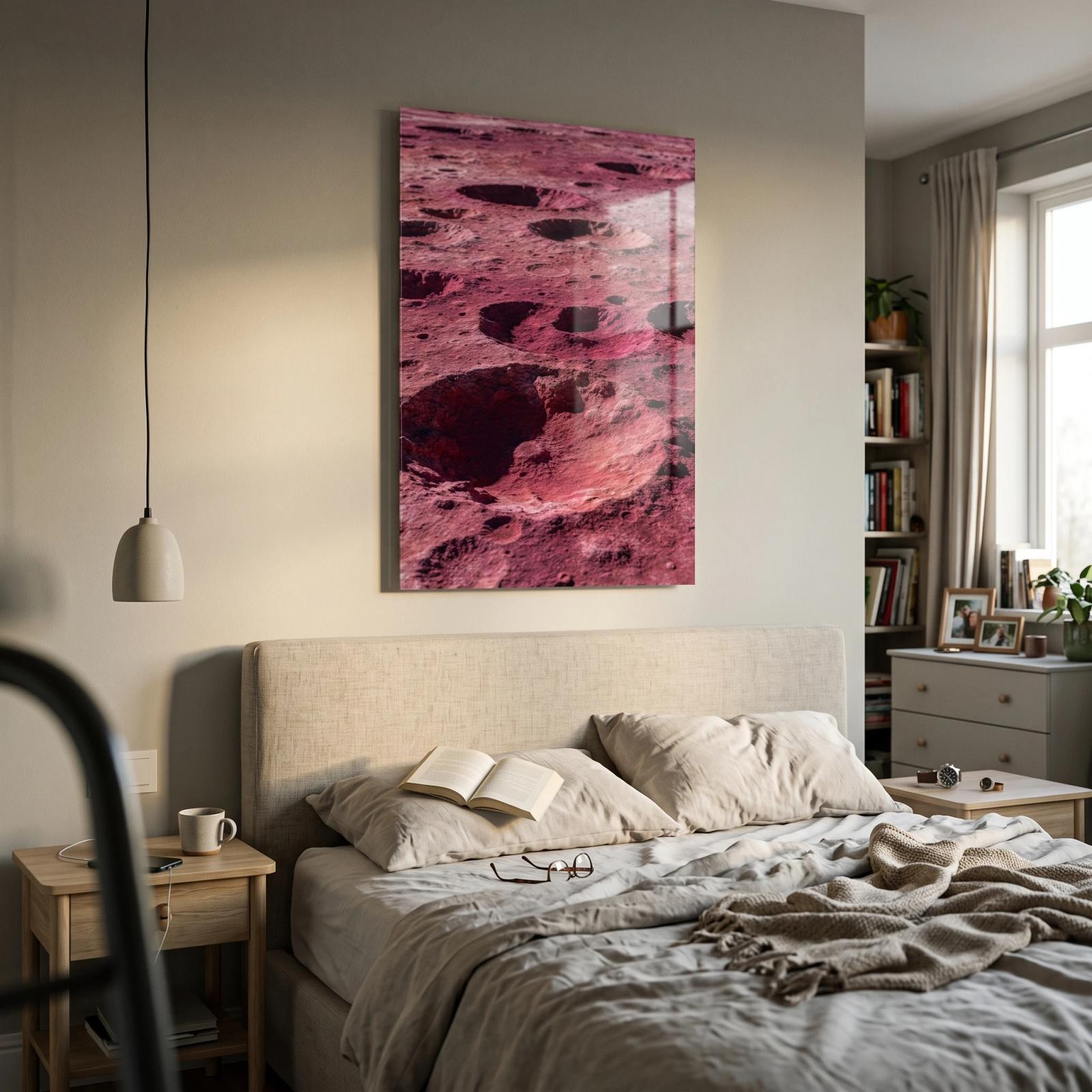 Red Planet Crater Wall Art Cosmic Terrain | Glass Wall Art — 2