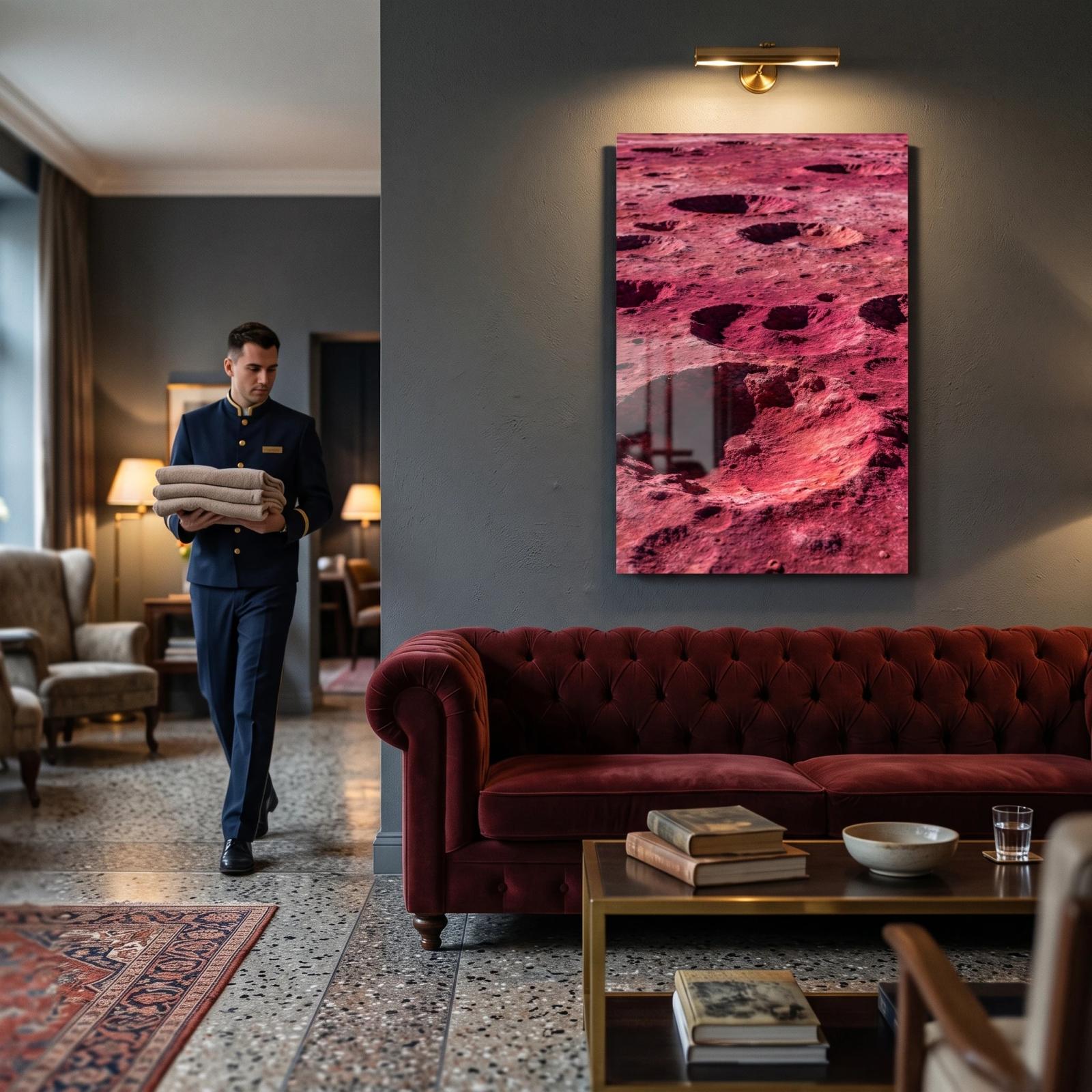 Red Planet Crater Wall Art Cosmic Terrain | Glass Wall Art — 3