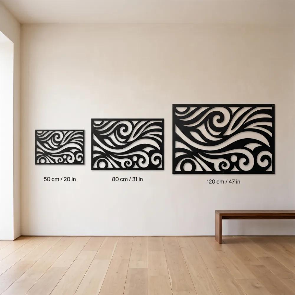 Abstract Ocean Wave Metal Wall Art – Swell Lattice, Modern Living Room Coastal Decor — 10