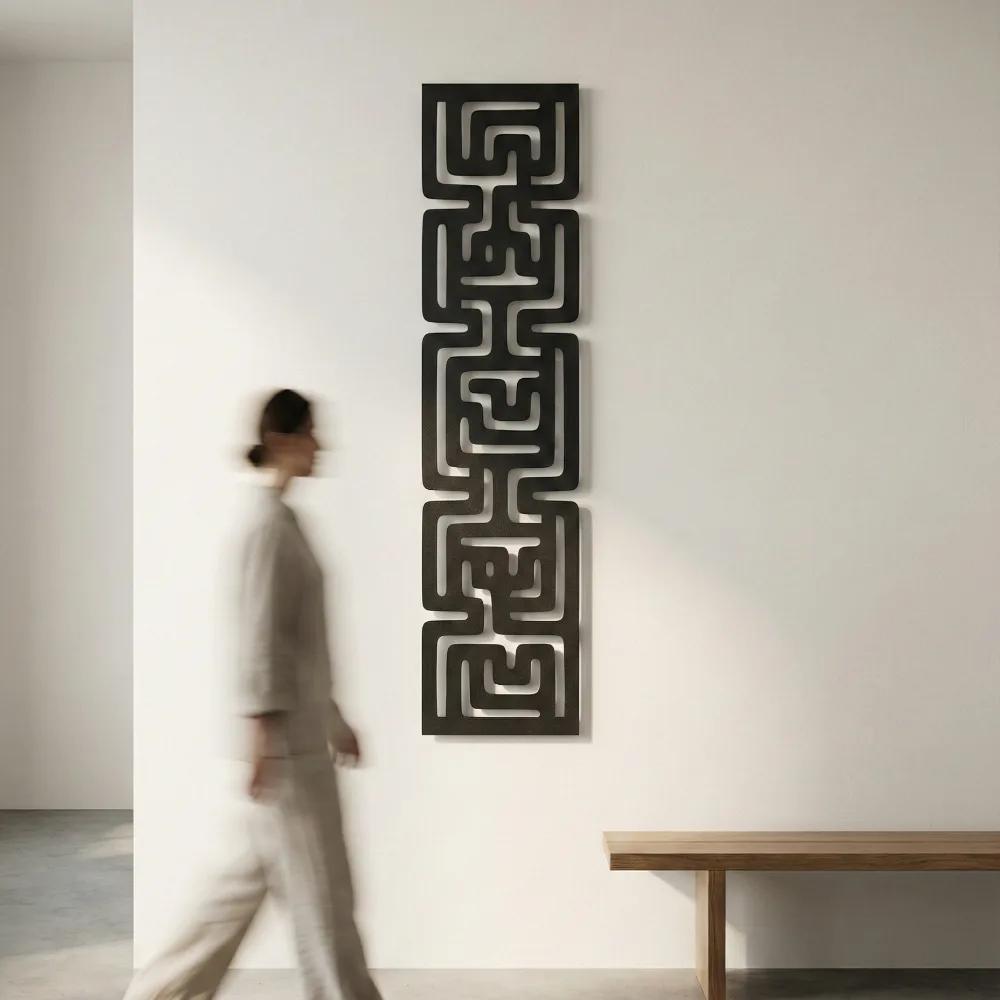 Abstract Geometric Metal Wall Art – Maze Pattern, Modern Living Room Decor — 4