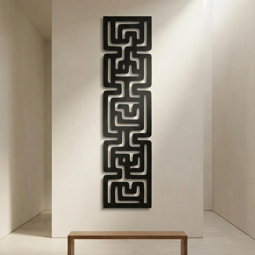 Abstract Geometric Metal Wall Art – Maze Pattern, Modern Living Room Decor — 6