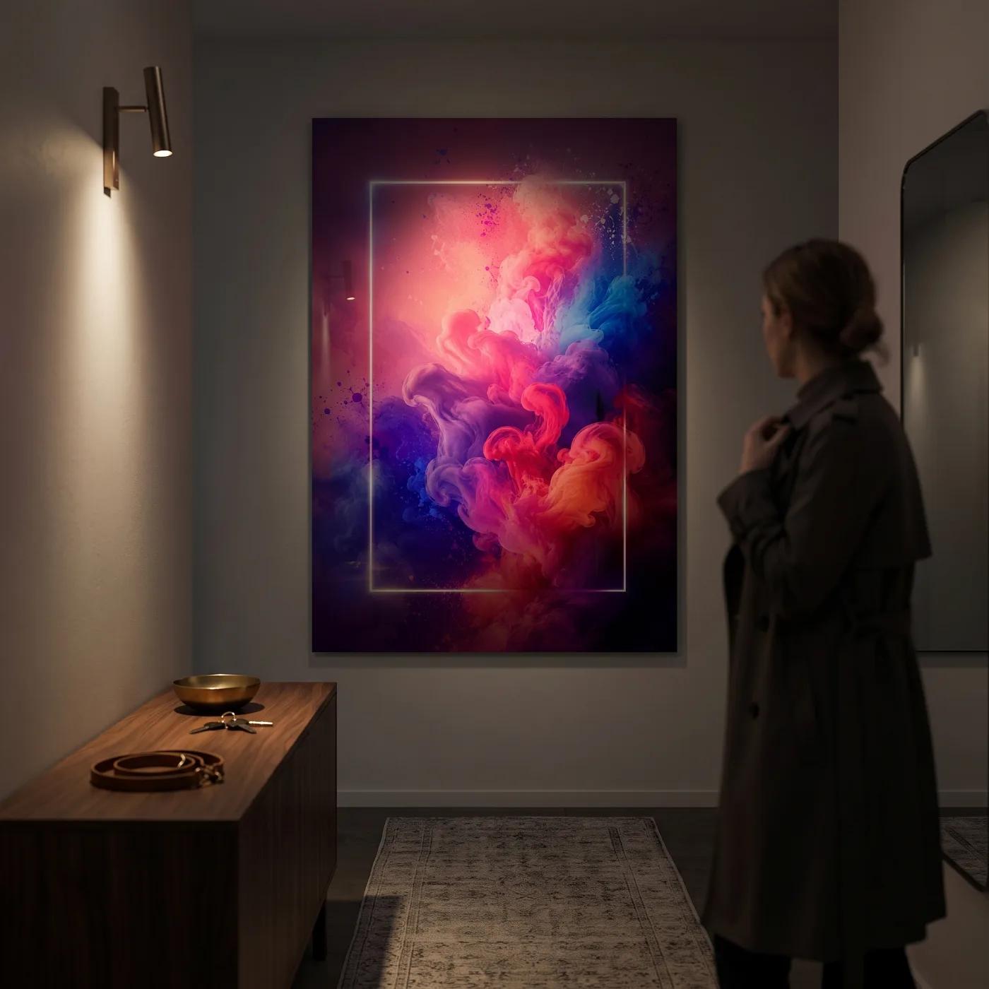 Colorful Abstract Glass Wall Art Neon Smoke | Glass Wall Art — 5