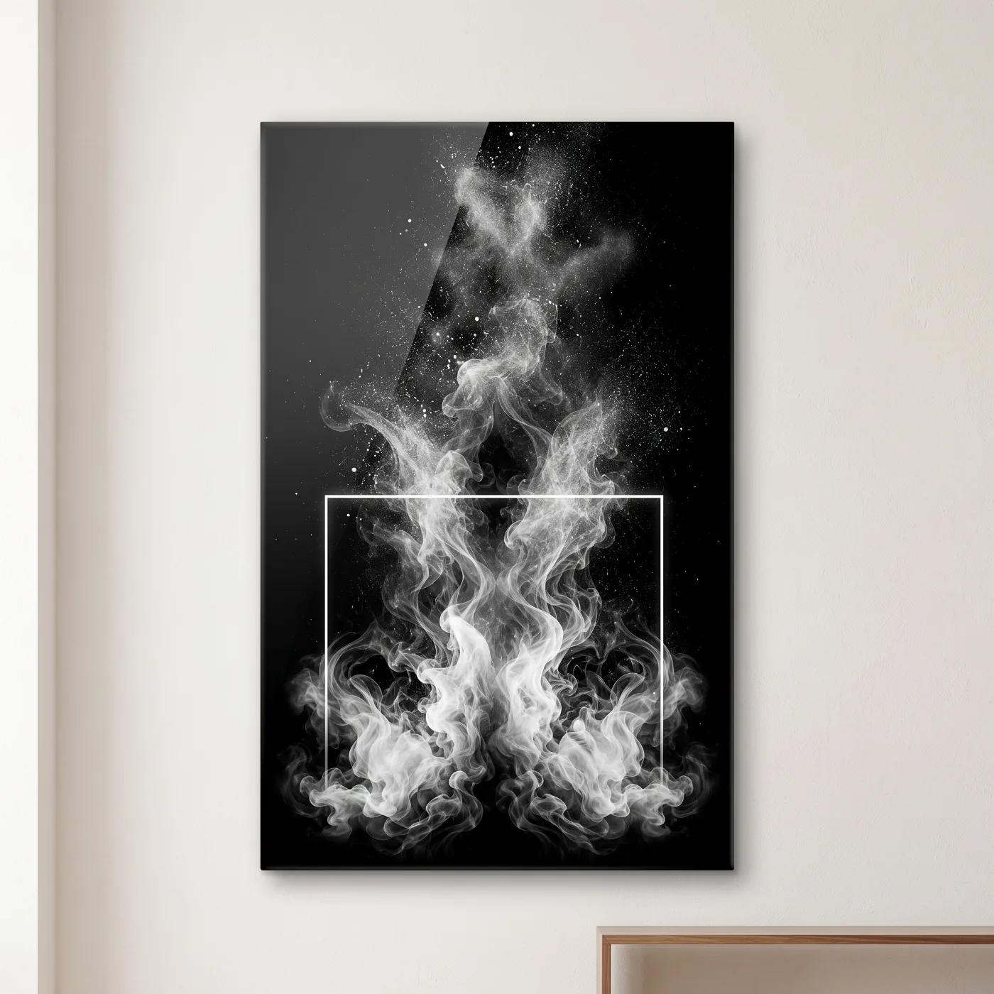 Smoke Wall Art Black White Abstract | Glass Wall Art