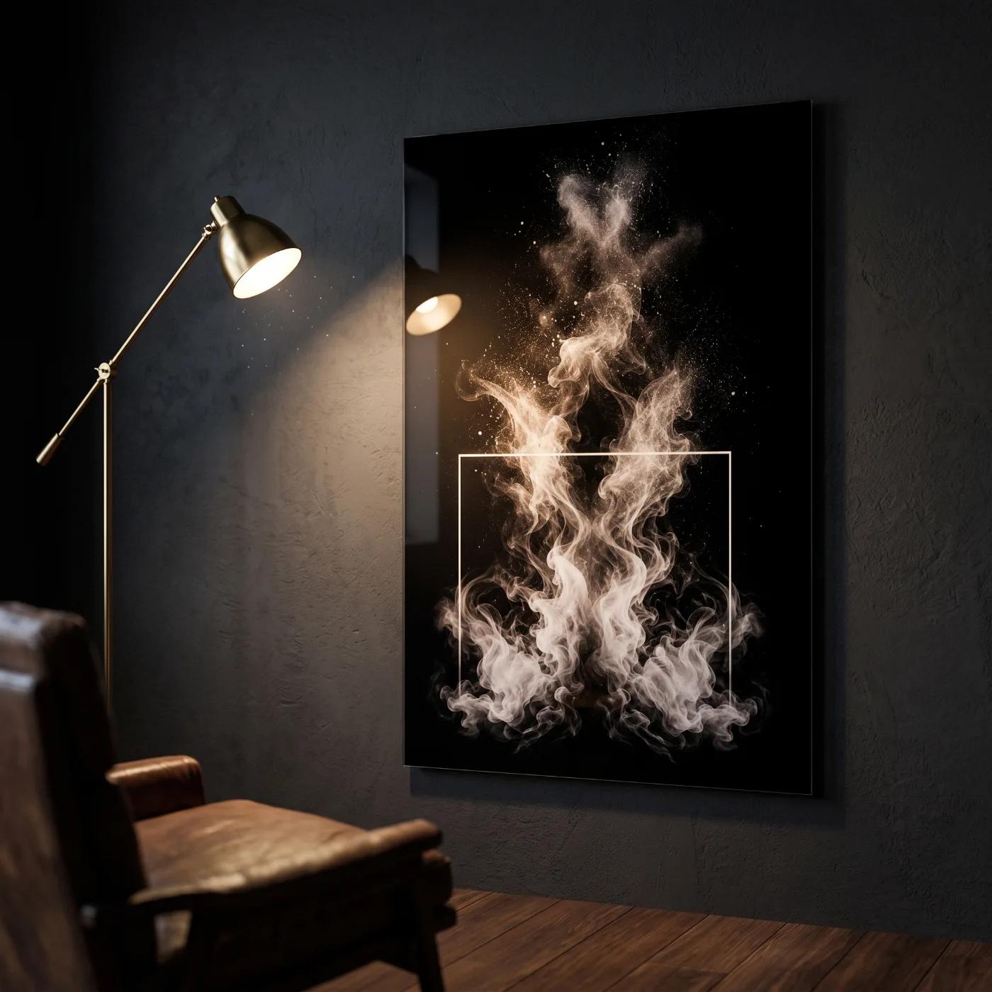Smoke Wall Art Black White Abstract | Glass Wall Art — 2