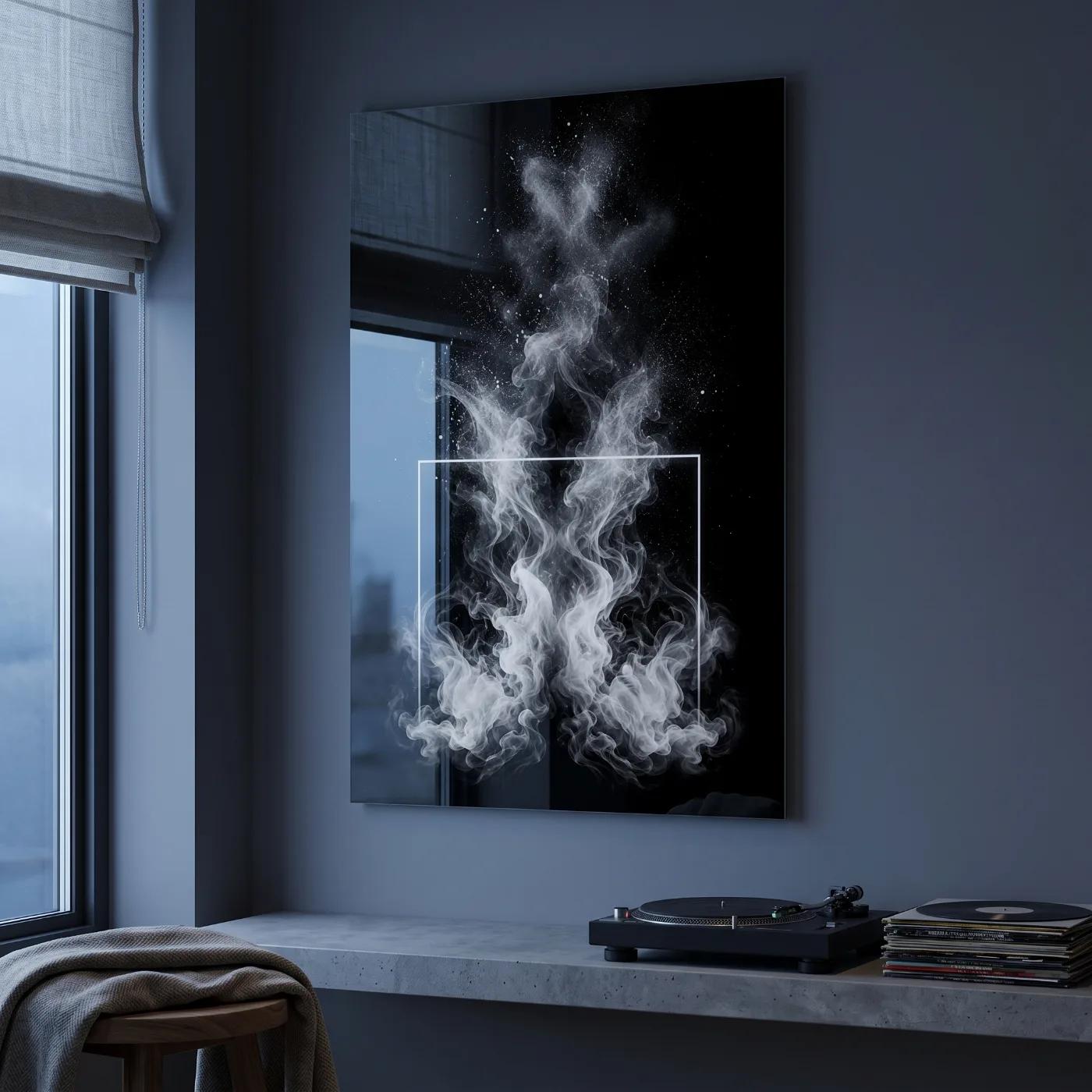 Smoke Wall Art Black White Abstract | Glass Wall Art — 3