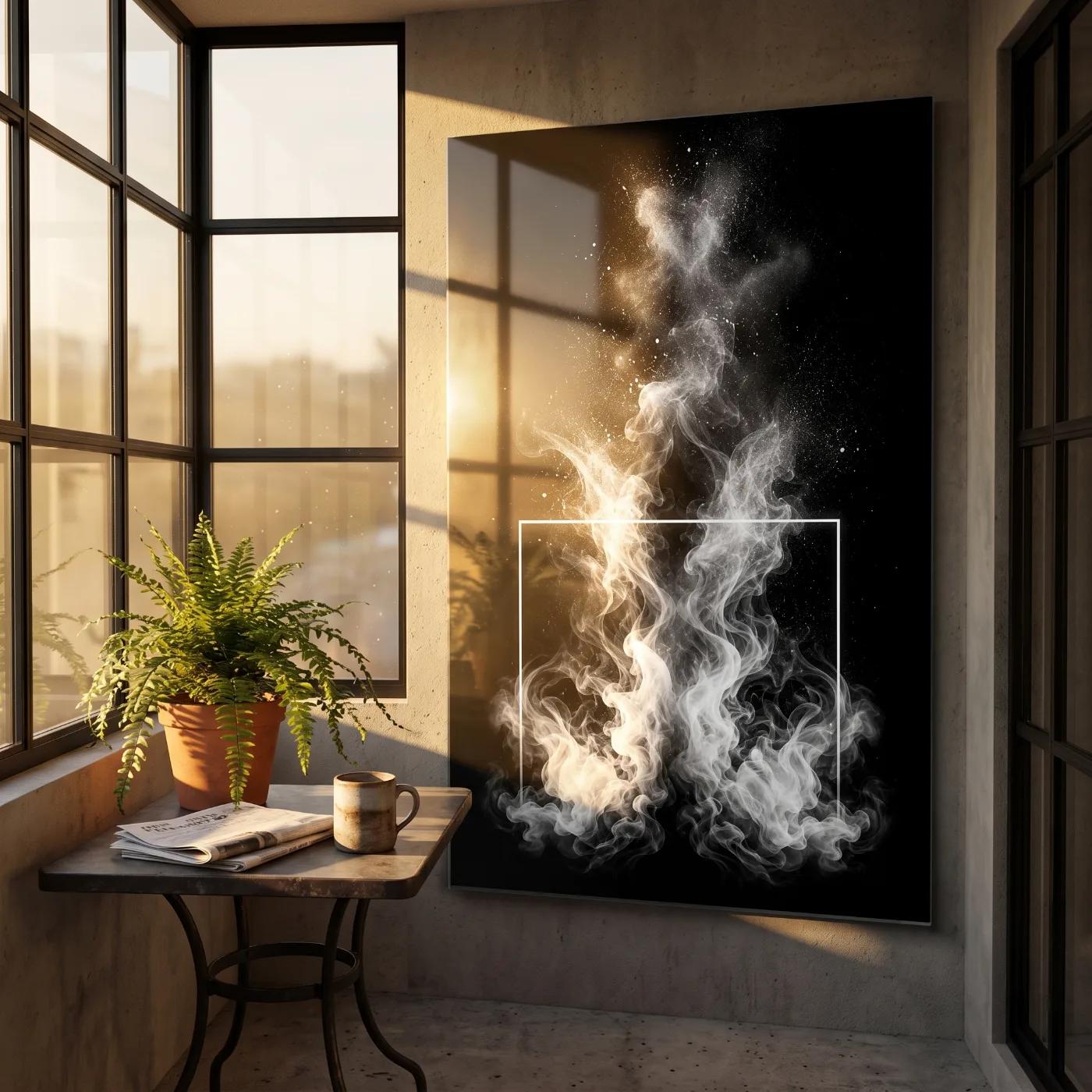 Smoke Wall Art Black White Abstract | Glass Wall Art — 4