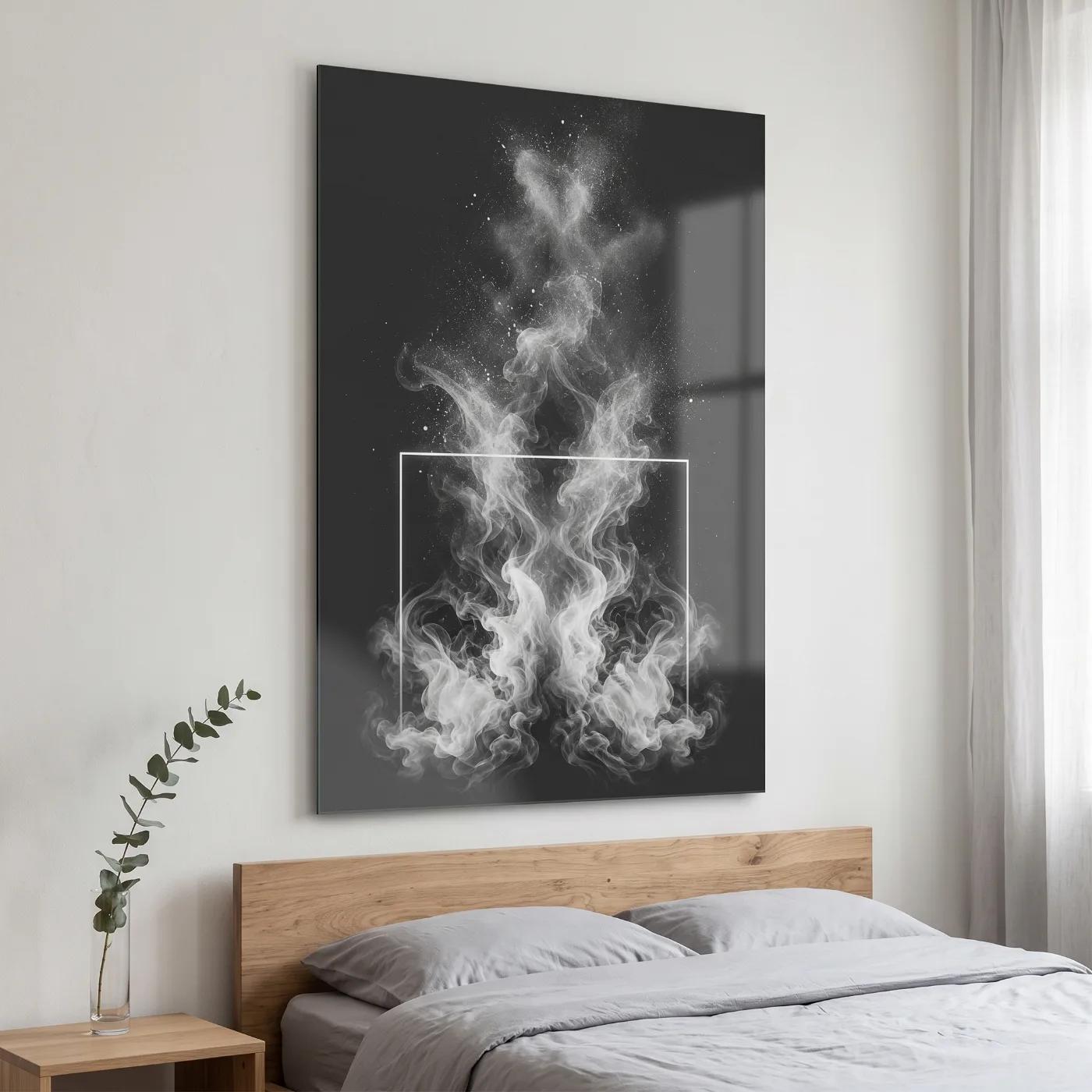 Smoke Wall Art Black White Abstract | Glass Wall Art — 5