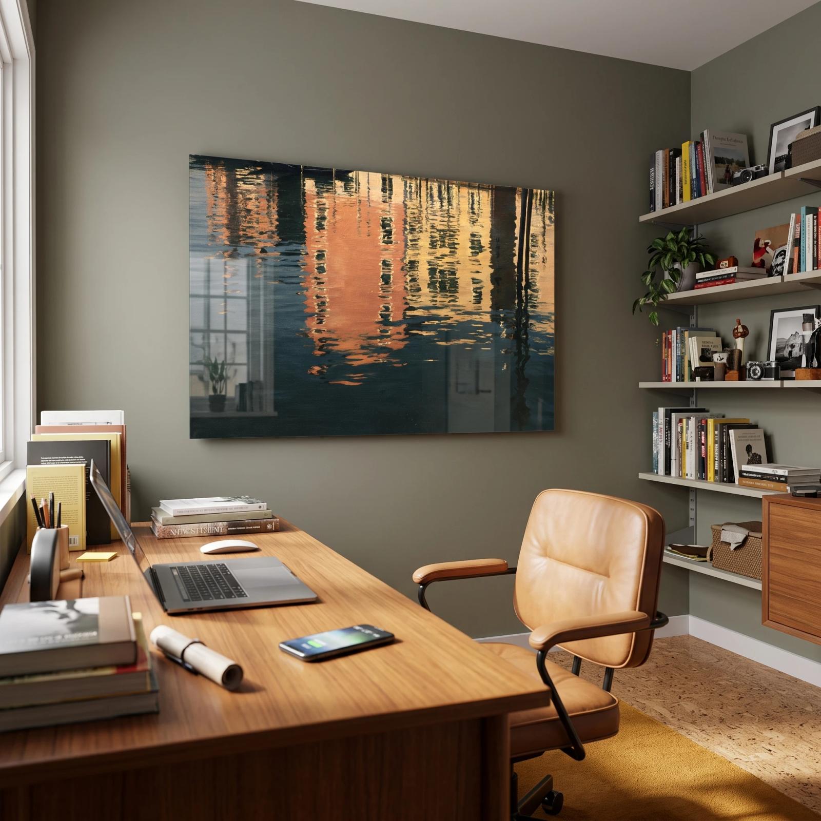 Harbor Reflections Abstract Water | Glass Wall Art — 4