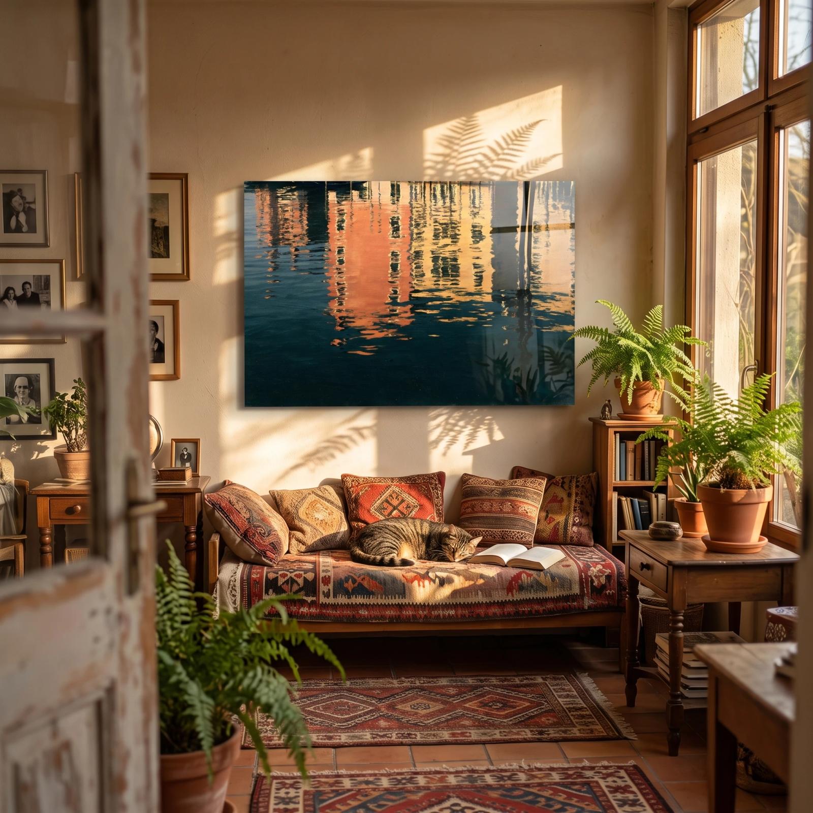 Harbor Reflections Abstract Water | Glass Wall Art — 5