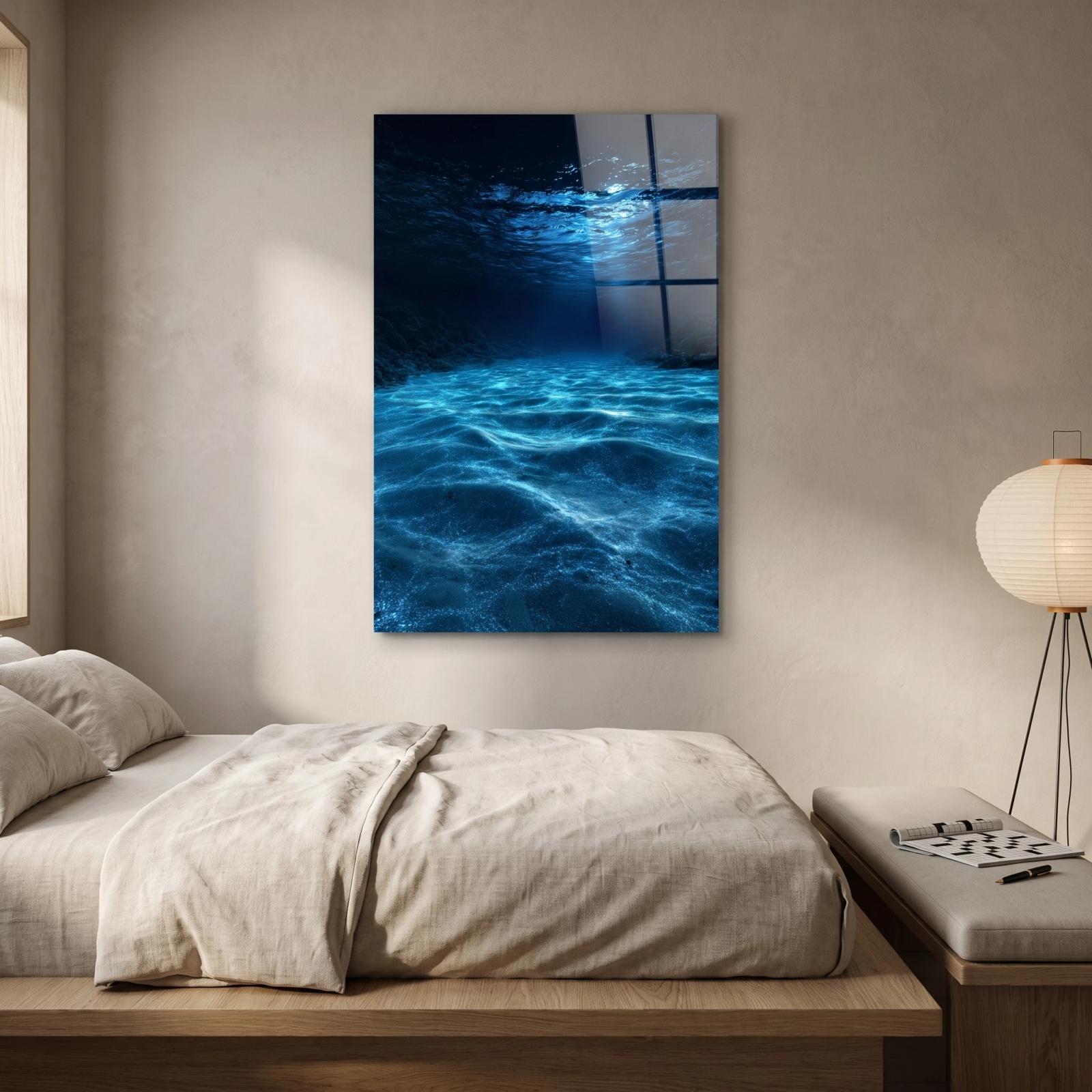 Underwater Ocean Glass Wall Art Deep Sea Seabed Ripple | Tempered Glass Print
