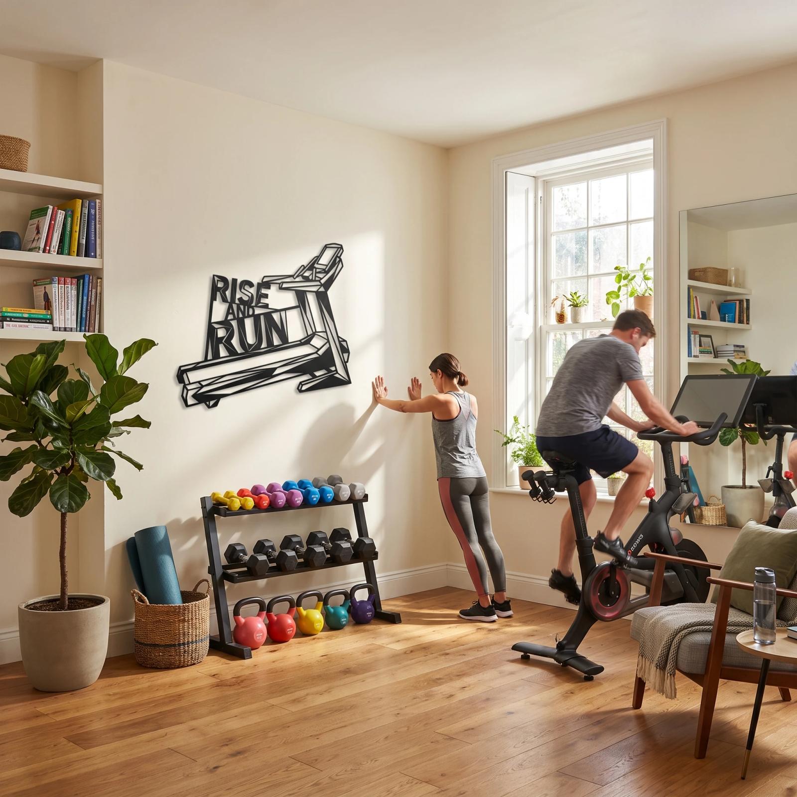 Rise and Run Metal Treadmill Wall Art – Home Gym Decor, Runner Motivation — 9