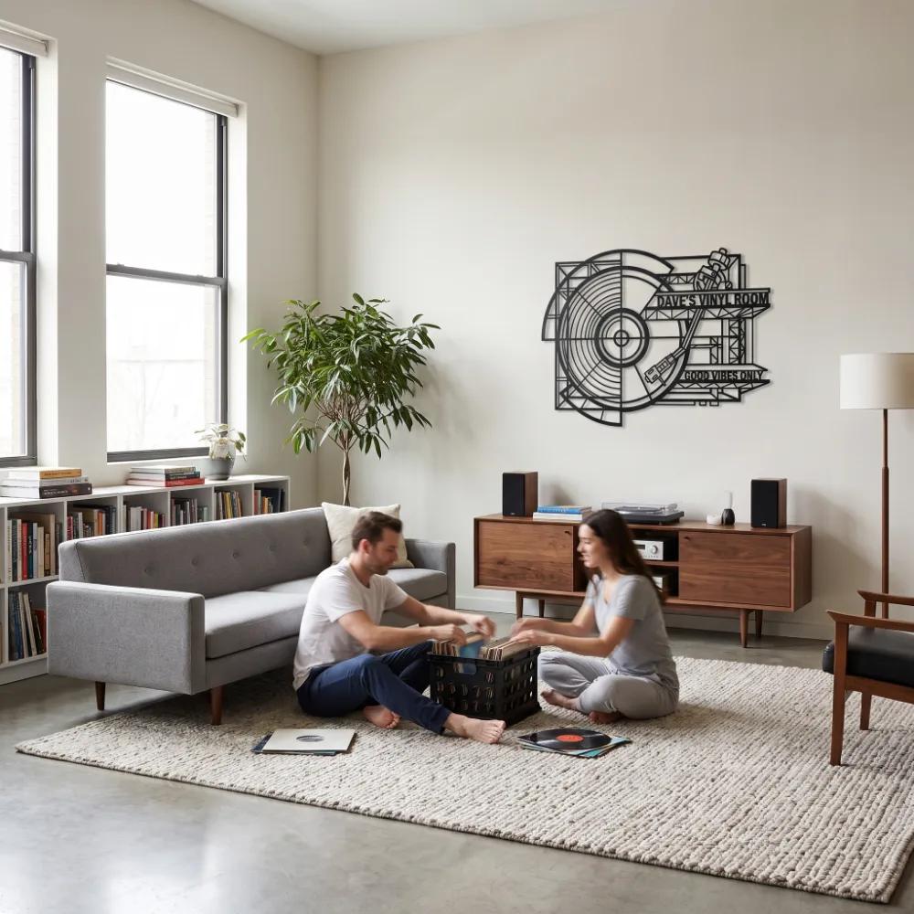Turntable Lounge Metal Wall Art – Vinyl Record Player, Audiophile Listening Room Decor — 9