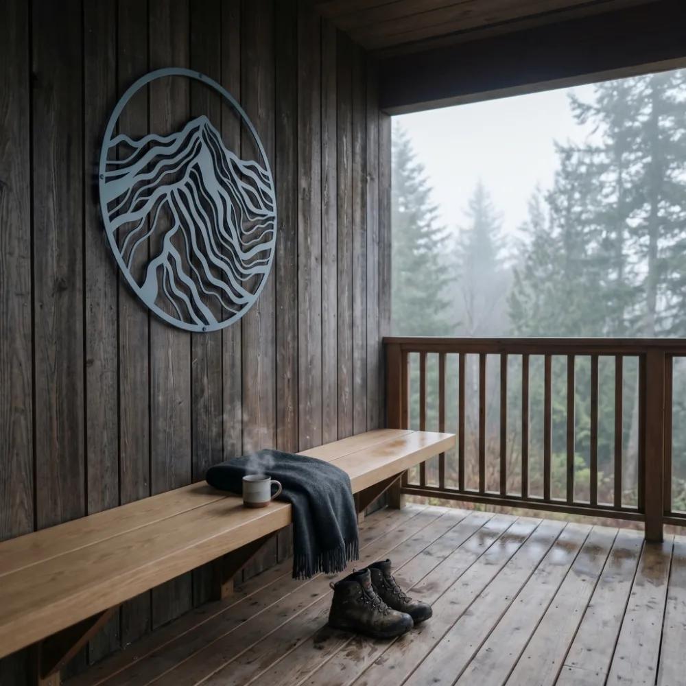 Mountain Metal Wall Art – Topo Peak, Rustic Cabin Decor — 11