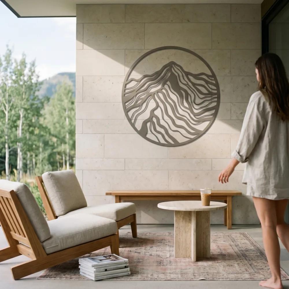 Mountain Metal Wall Art – Topo Peak, Rustic Cabin Decor — 4