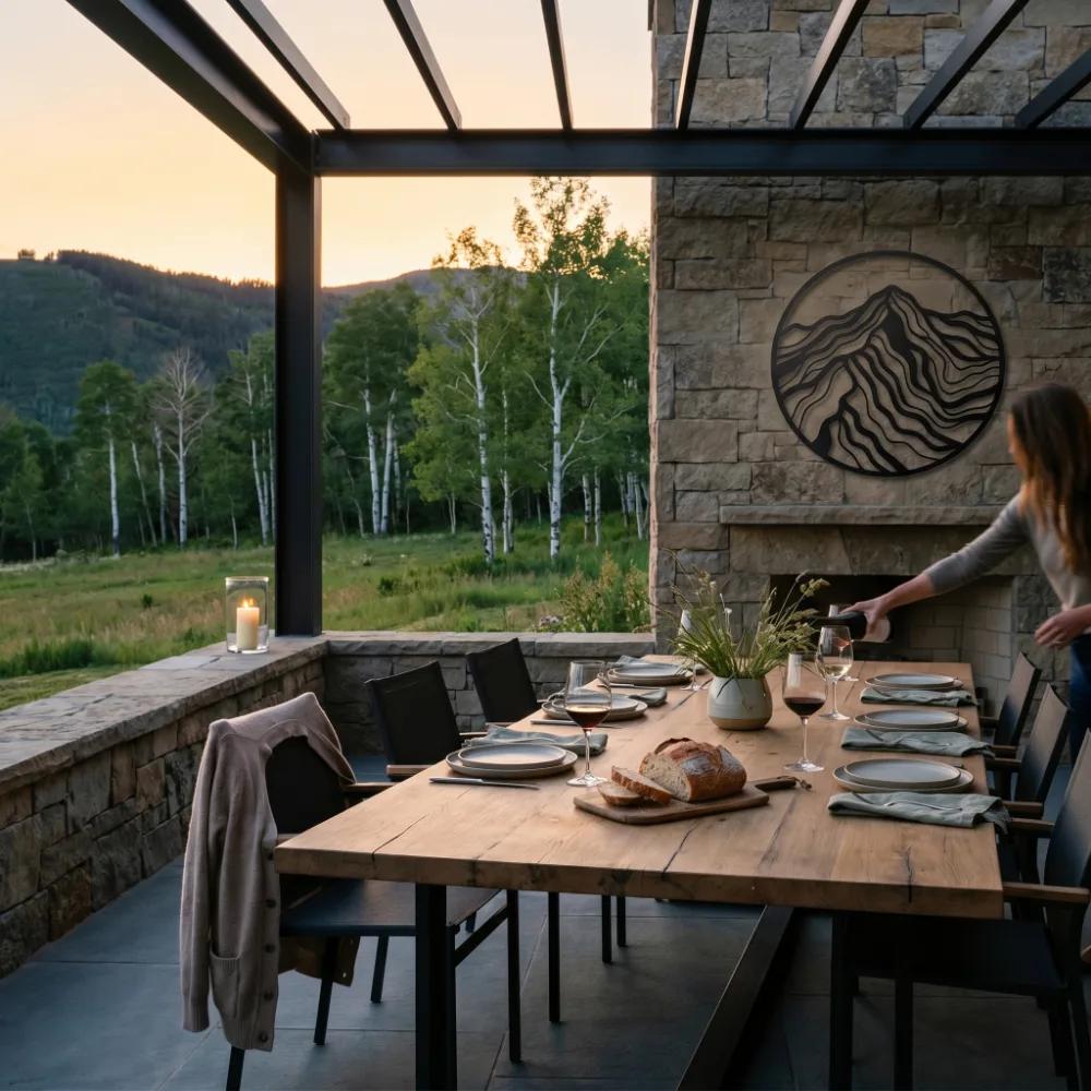 Mountain Metal Wall Art – Topo Peak, Rustic Cabin Decor — 6