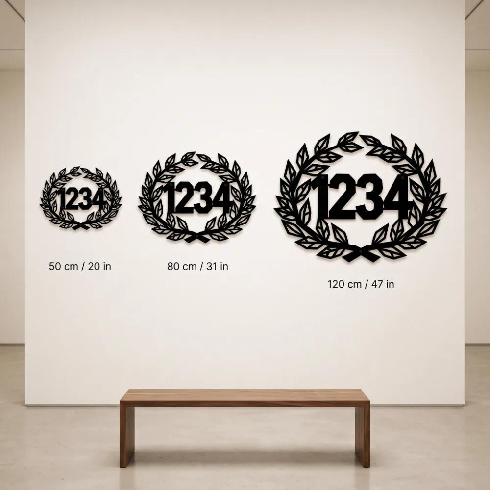 Laurel Wreath Metal Address Sign – Heritage Mark, Custom House Number Front Porch Decor — 10