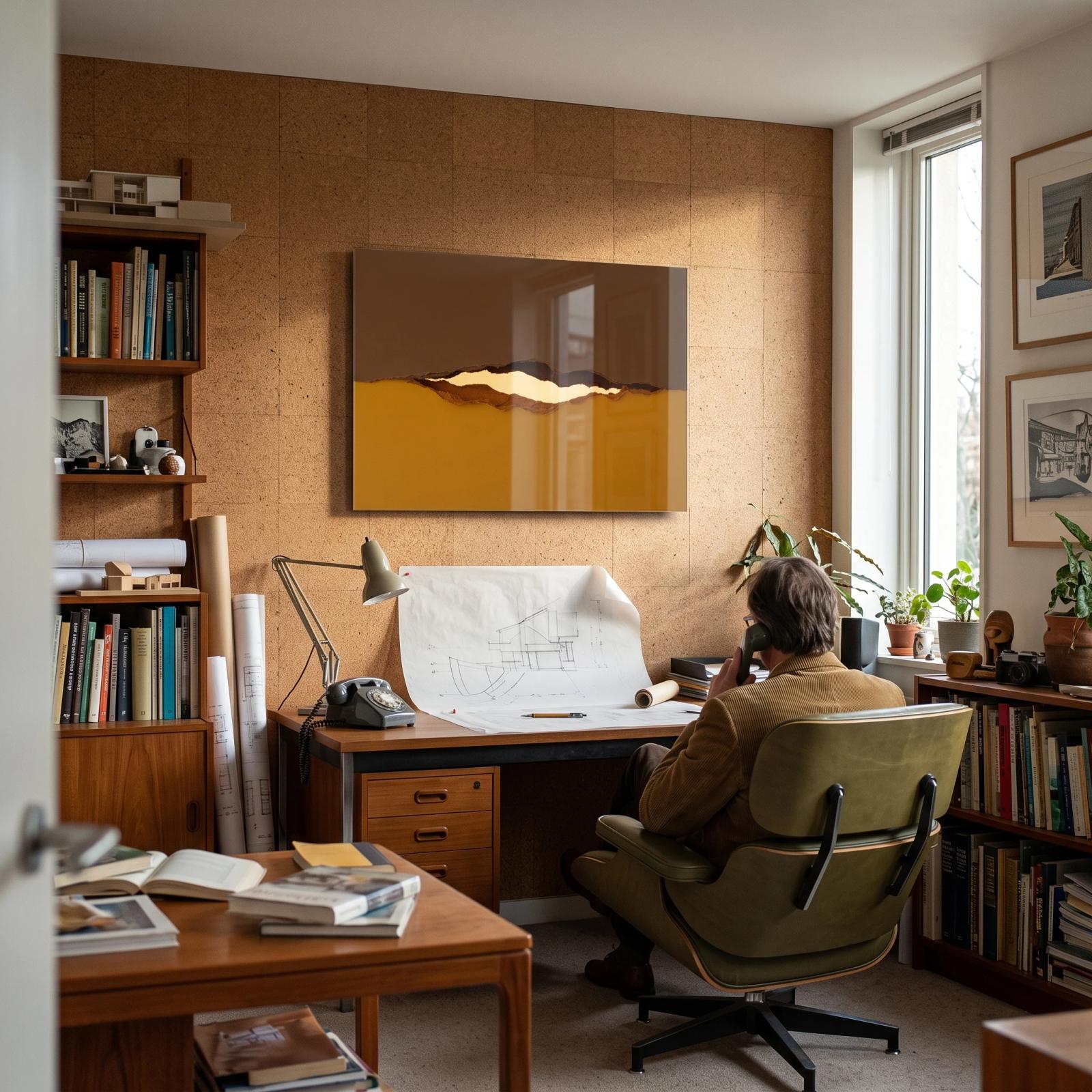 Earthy Abstract Horizon Wall Art Ochre Brown Glass Wall Art — 5