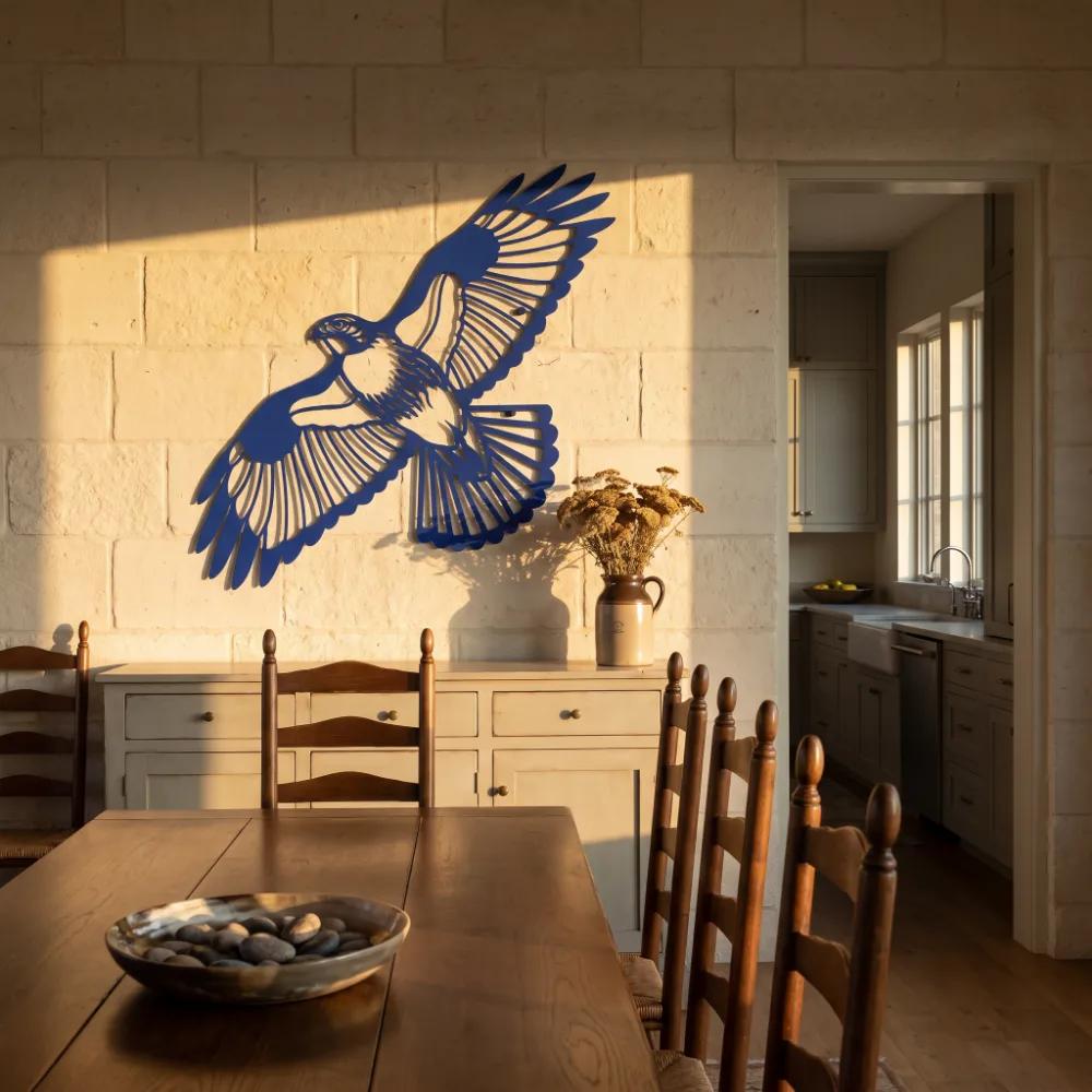 Flying Hawk Metal Rustic Wall Art – Thermal Rise, Lodge Living Room Decor