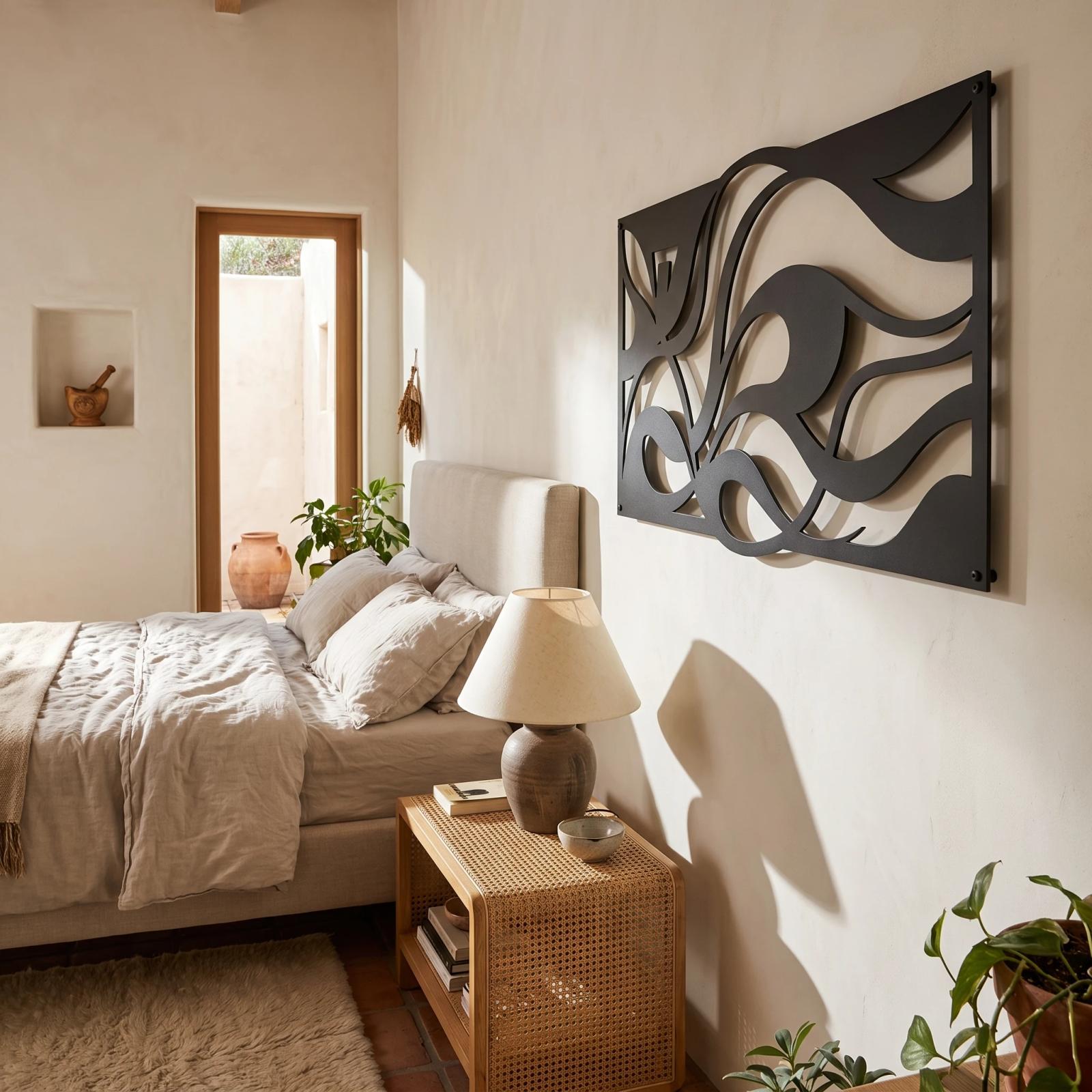 Abstract Metal Wall Art Flowing Organic Curves – Current Bloom, Living Room Decor — 6