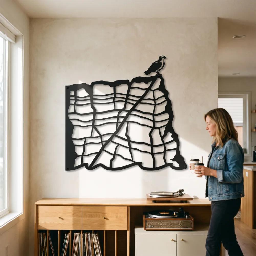 Osprey Cliff Metal Wall Art – Cliff Sentinel, Rustic Living Room Nature Decor — 3