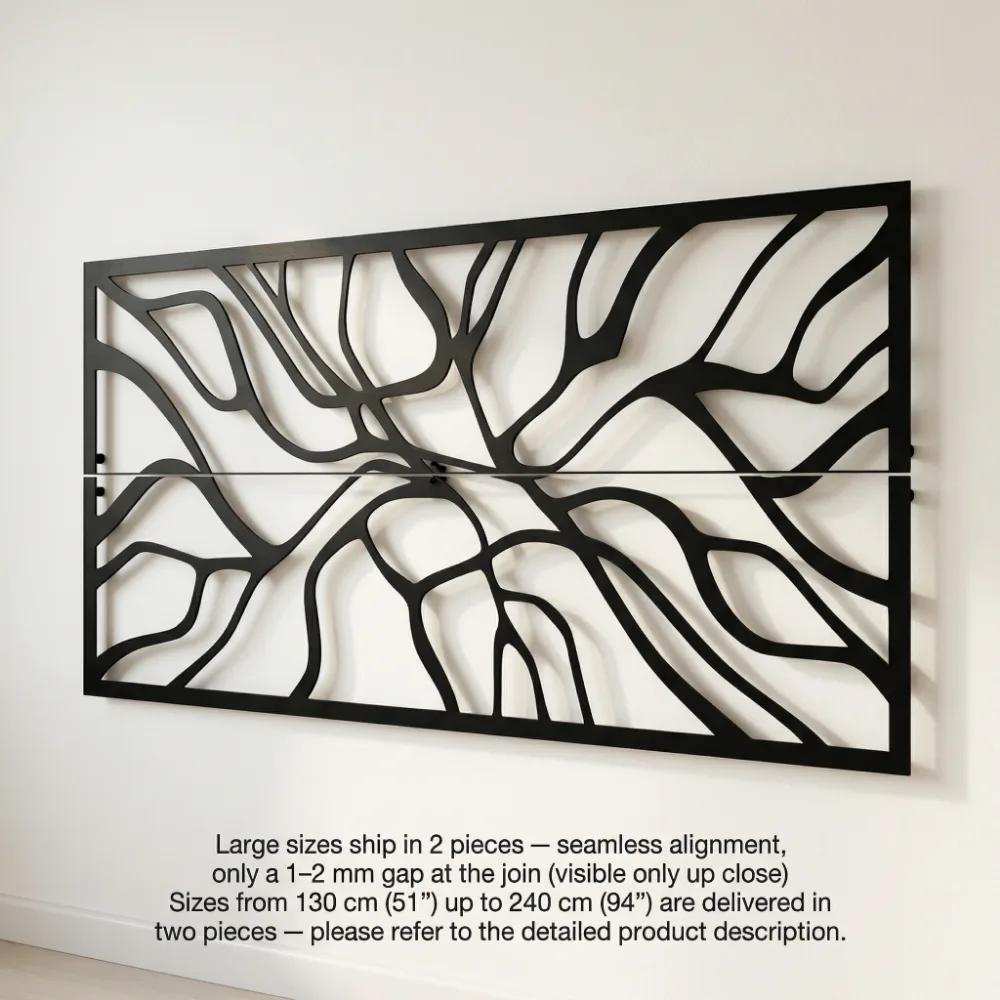 Abstract Line Art Metal Wall Art – Flowing Roots Motif, Living Room Decor — 11
