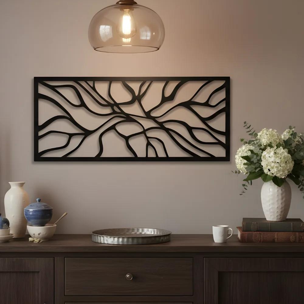 Abstract Line Art Metal Wall Art – Flowing Roots Motif, Living Room Decor — 5