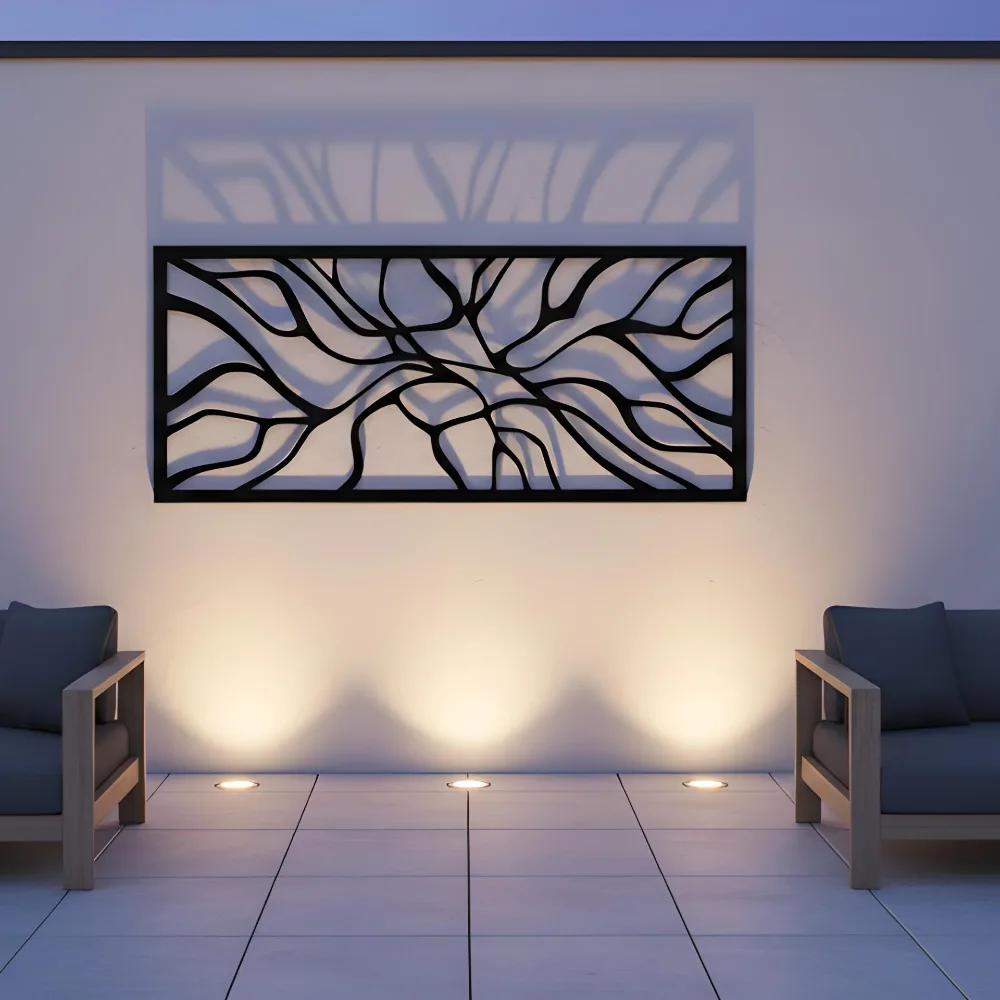 Abstract Line Art Metal Wall Art – Flowing Roots Motif, Living Room Decor