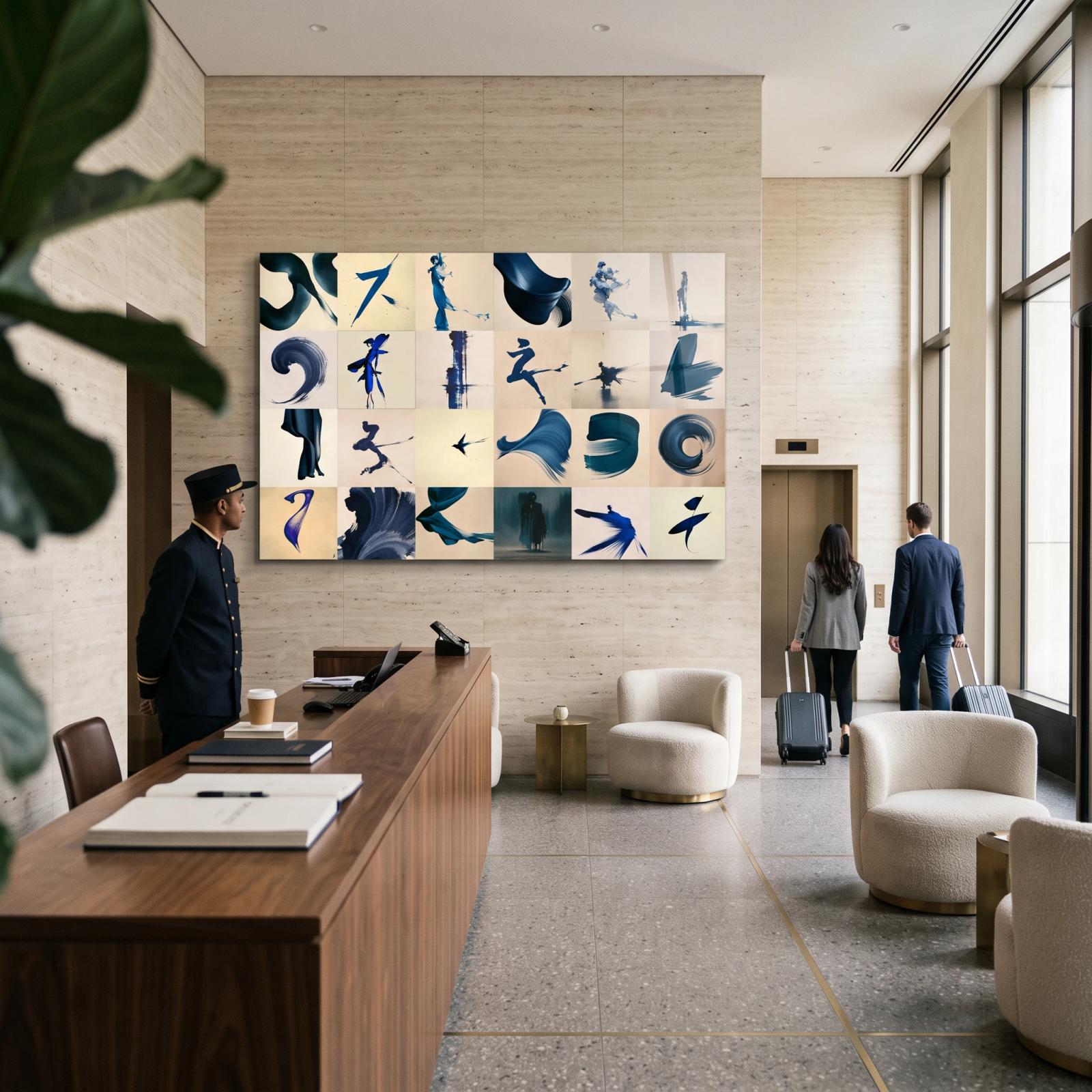 Indigo Brushstroke Abstract Ink Motion Glass Wall Art — 2