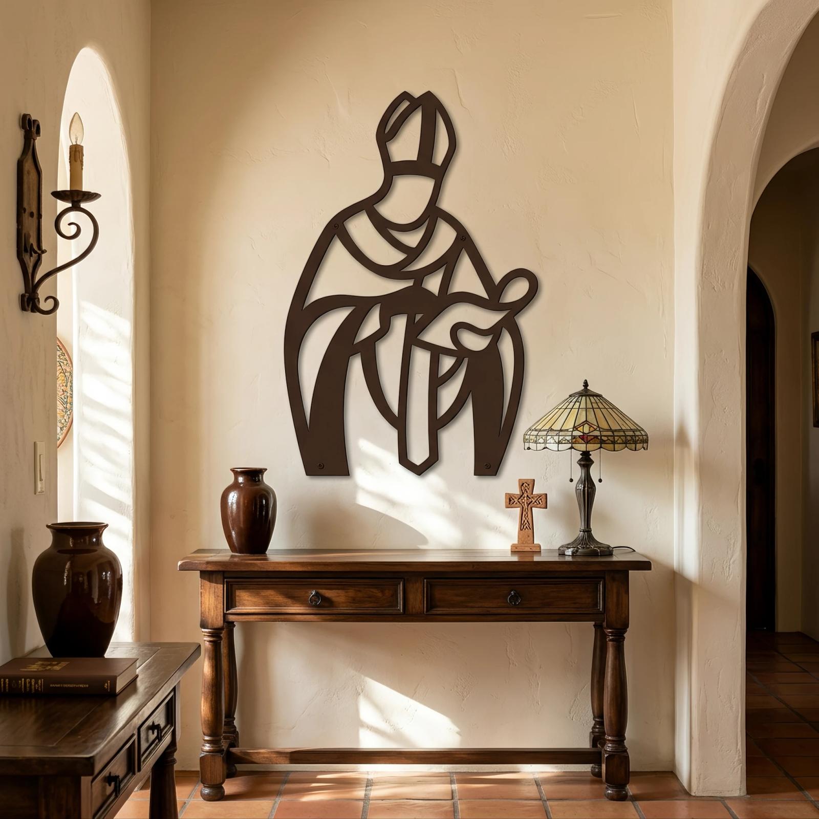 Catholic Bishop Metal Wall Art – Sacred Presence, Religious Christian Entryway Decor — 2