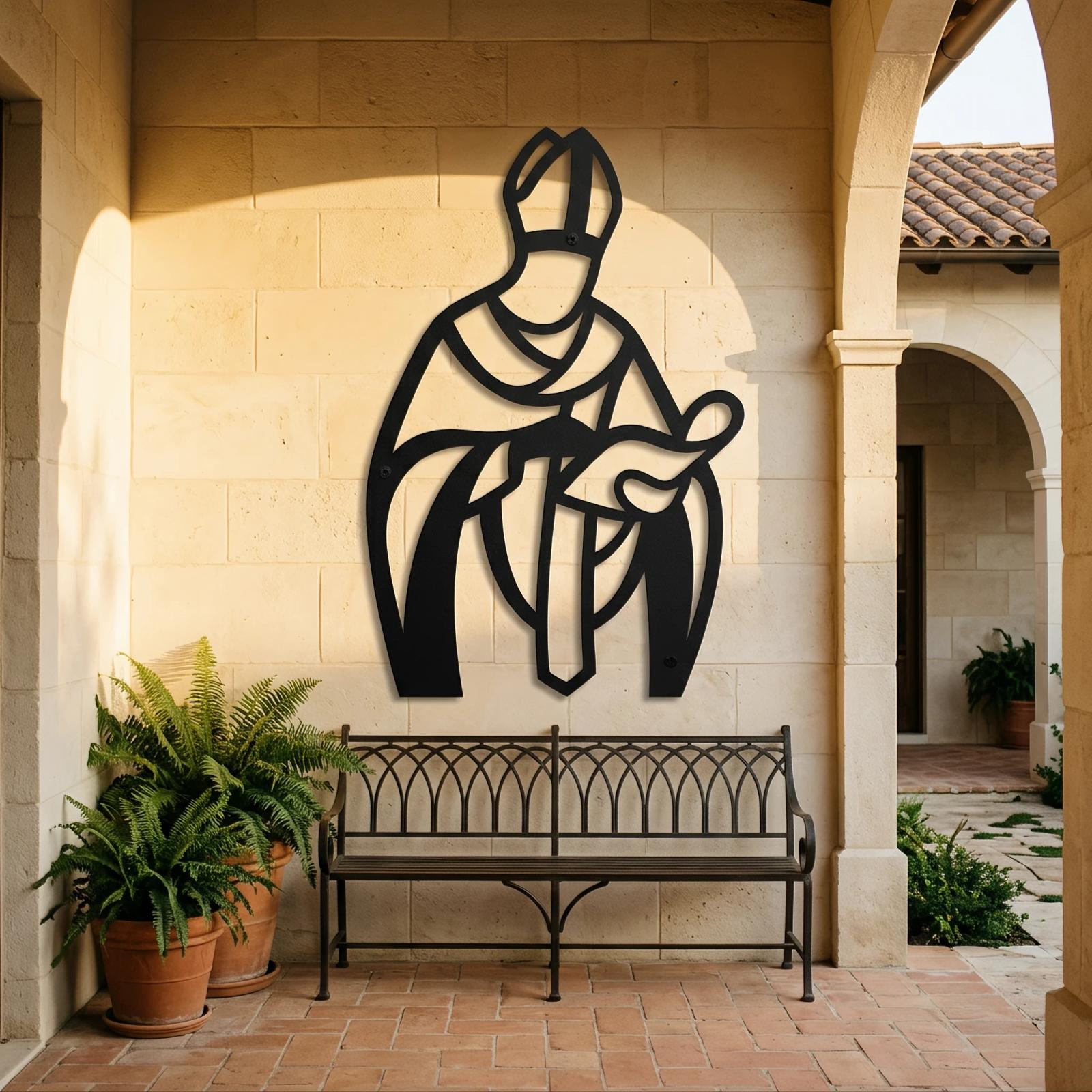Catholic Bishop Metal Wall Art – Sacred Presence, Religious Christian Entryway Decor — 4