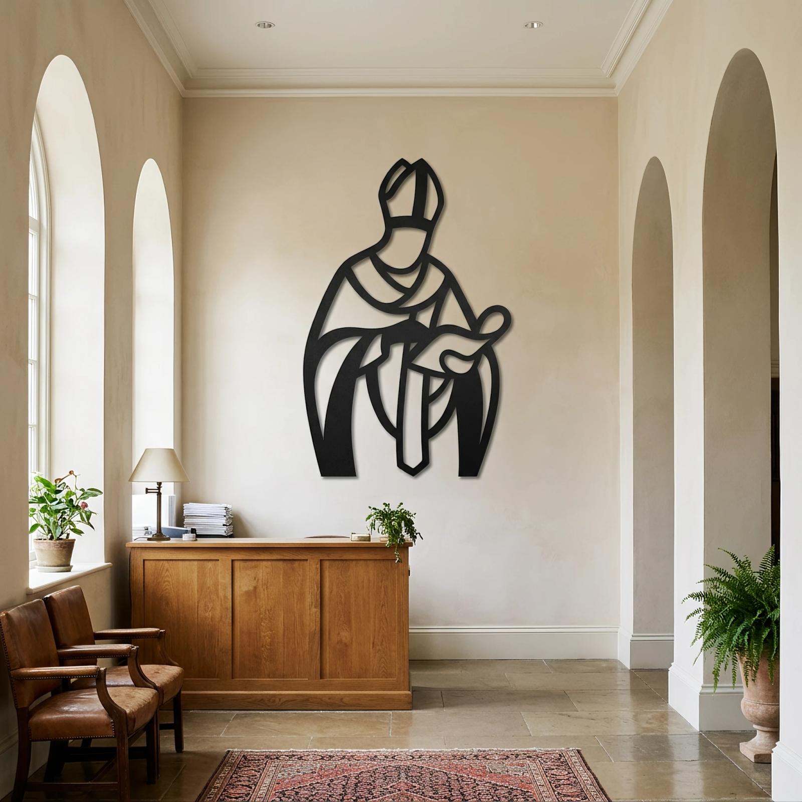Catholic Bishop Metal Wall Art – Sacred Presence, Religious Christian Entryway Decor — 5