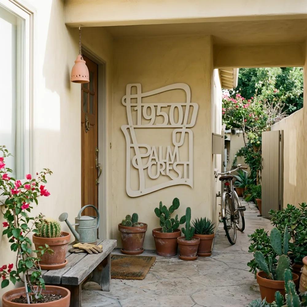 Retro 1950 Palm Crest Metal Wall Art – Mid Century Sign, Vintage Style Decor — 2