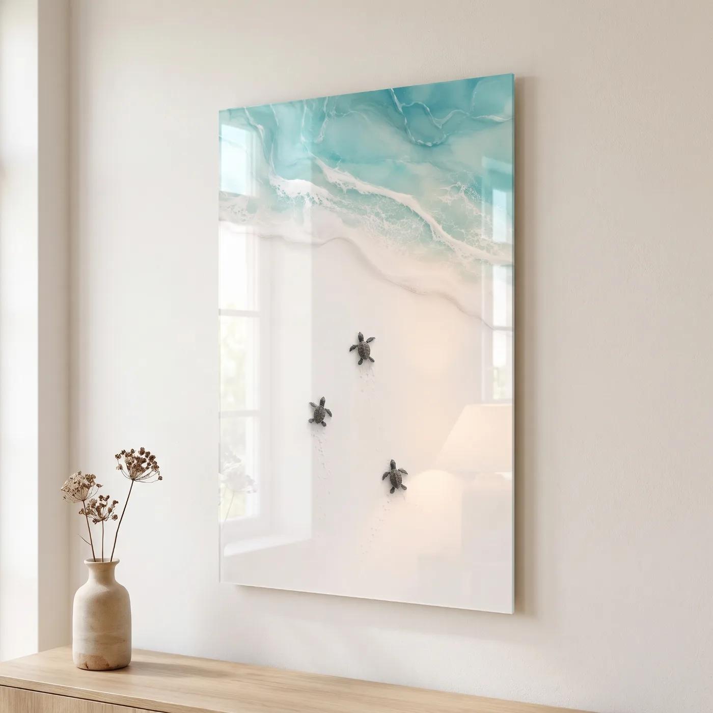 Sea Turtle Wall Art Coastal Beach Ocean Glass Wall Art