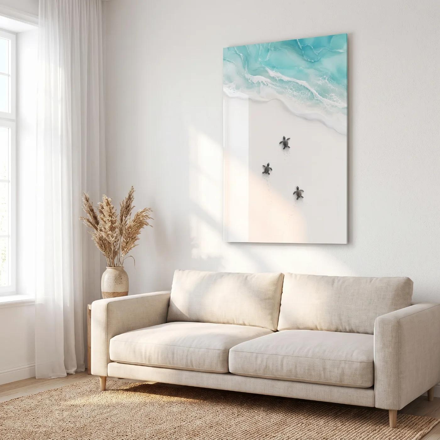 Sea Turtle Wall Art Coastal Beach Ocean Glass Wall Art — 2