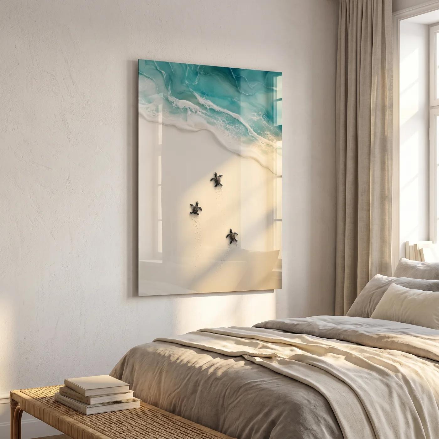 Sea Turtle Wall Art Coastal Beach Ocean Glass Wall Art — 3