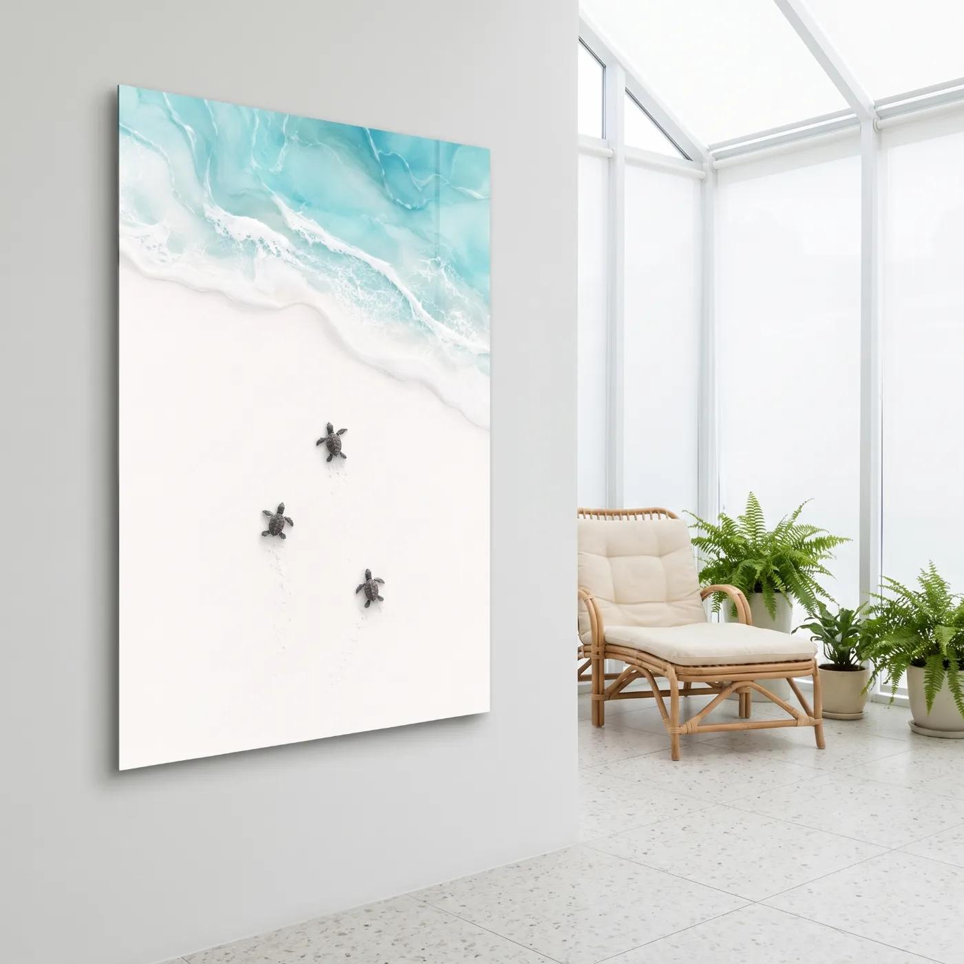 Sea Turtle Wall Art Coastal Beach Ocean Glass Wall Art — 5