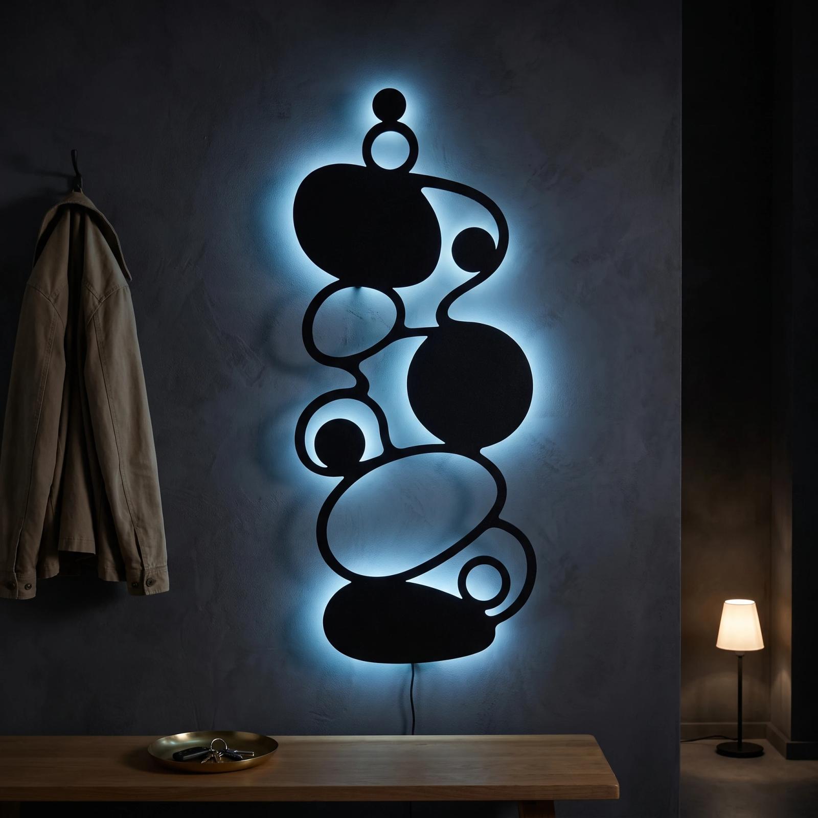 Abstract Pebble Metal Wall Art LED Backlit – Cairnlight, Living Room Statement Decor — 2