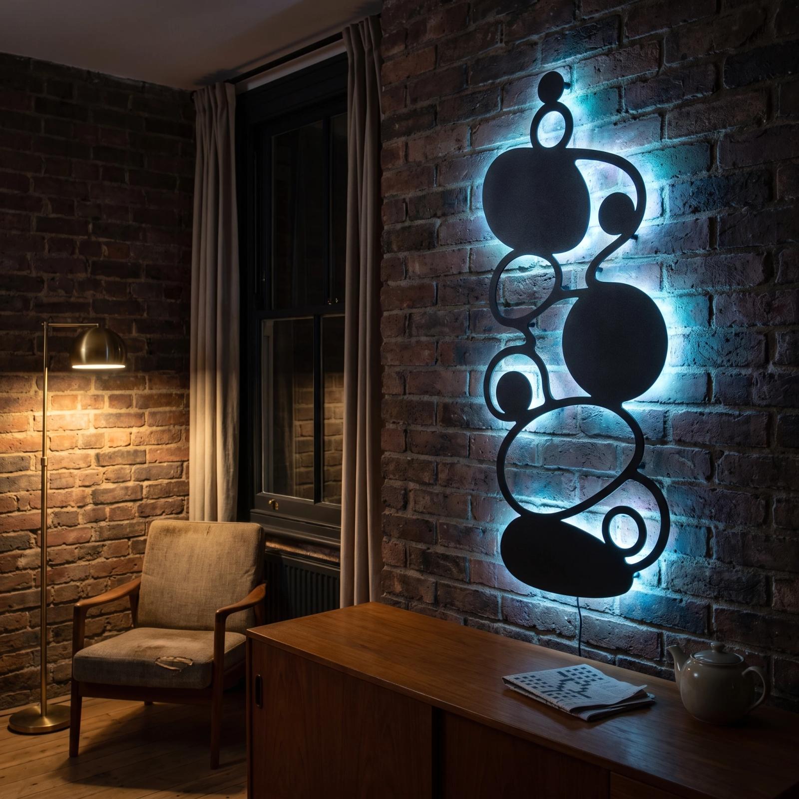 Abstract Pebble Metal Wall Art LED Backlit – Cairnlight, Living Room Statement Decor — 5