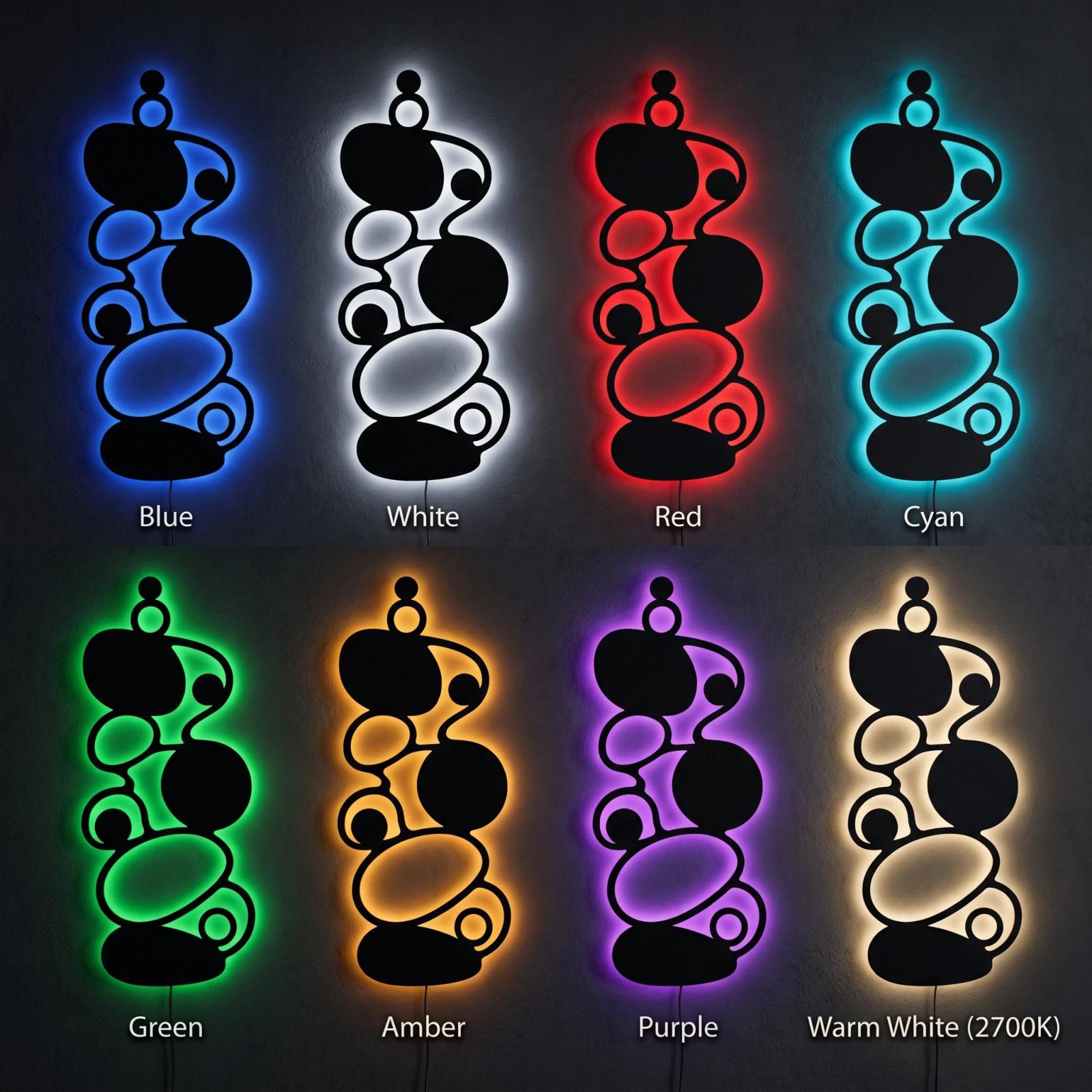 Abstract Pebble Metal Wall Art LED Backlit – Cairnlight, Living Room Statement Decor — 7