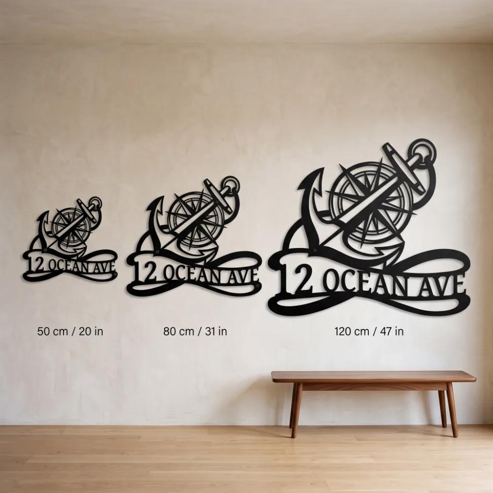 Custom Nautical Anchor Metal Address Sign – Coastal Arrival, Beach House Facade Decor — 10