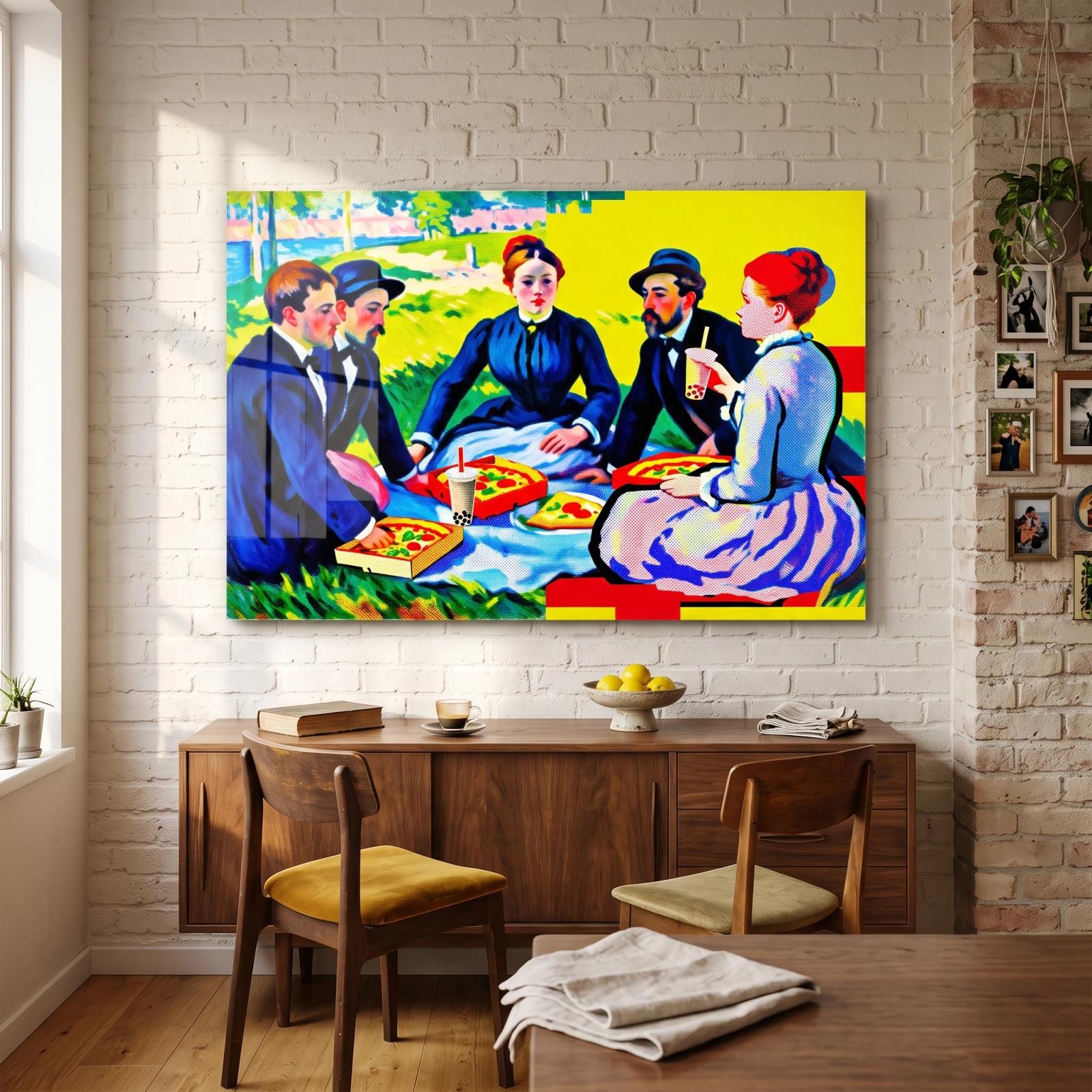 Victorian Picnic Pop Art Playful Portrait | Glass Wall Art